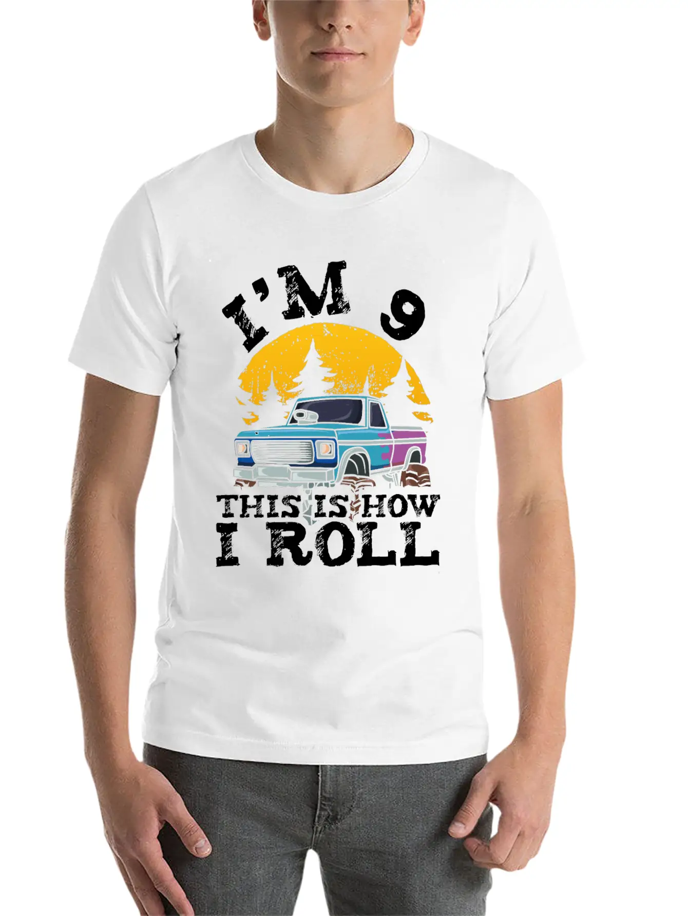 I'm 9 This Is How I Roll 9 Year Old Truck Racer Basic Graphic T-Shirt – Daily Comfort In Soft Cotton