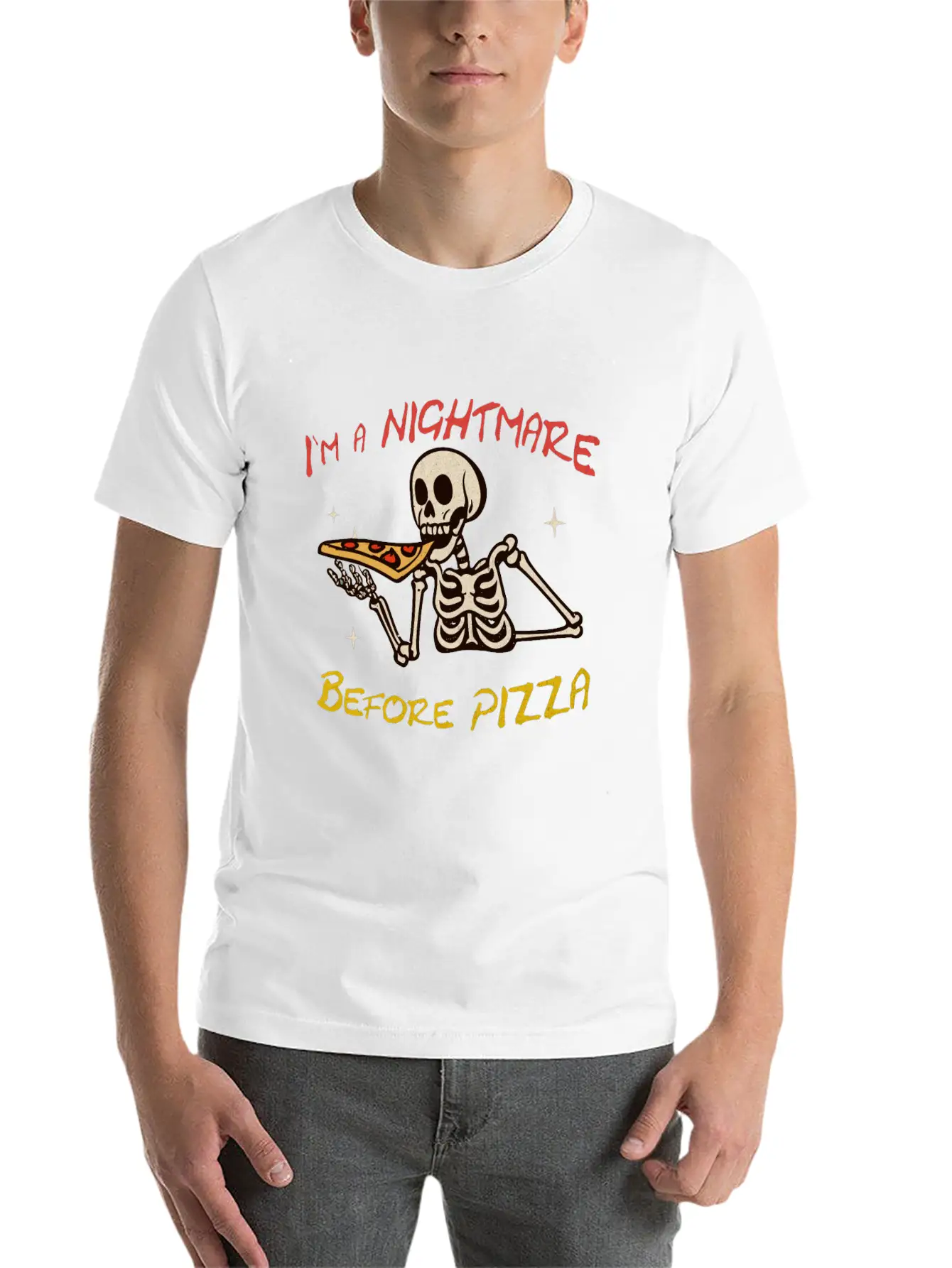 I`m A Nightmare Before Pizza Basic Graphic T-Shirt – Daily Comfort In Soft Cotton