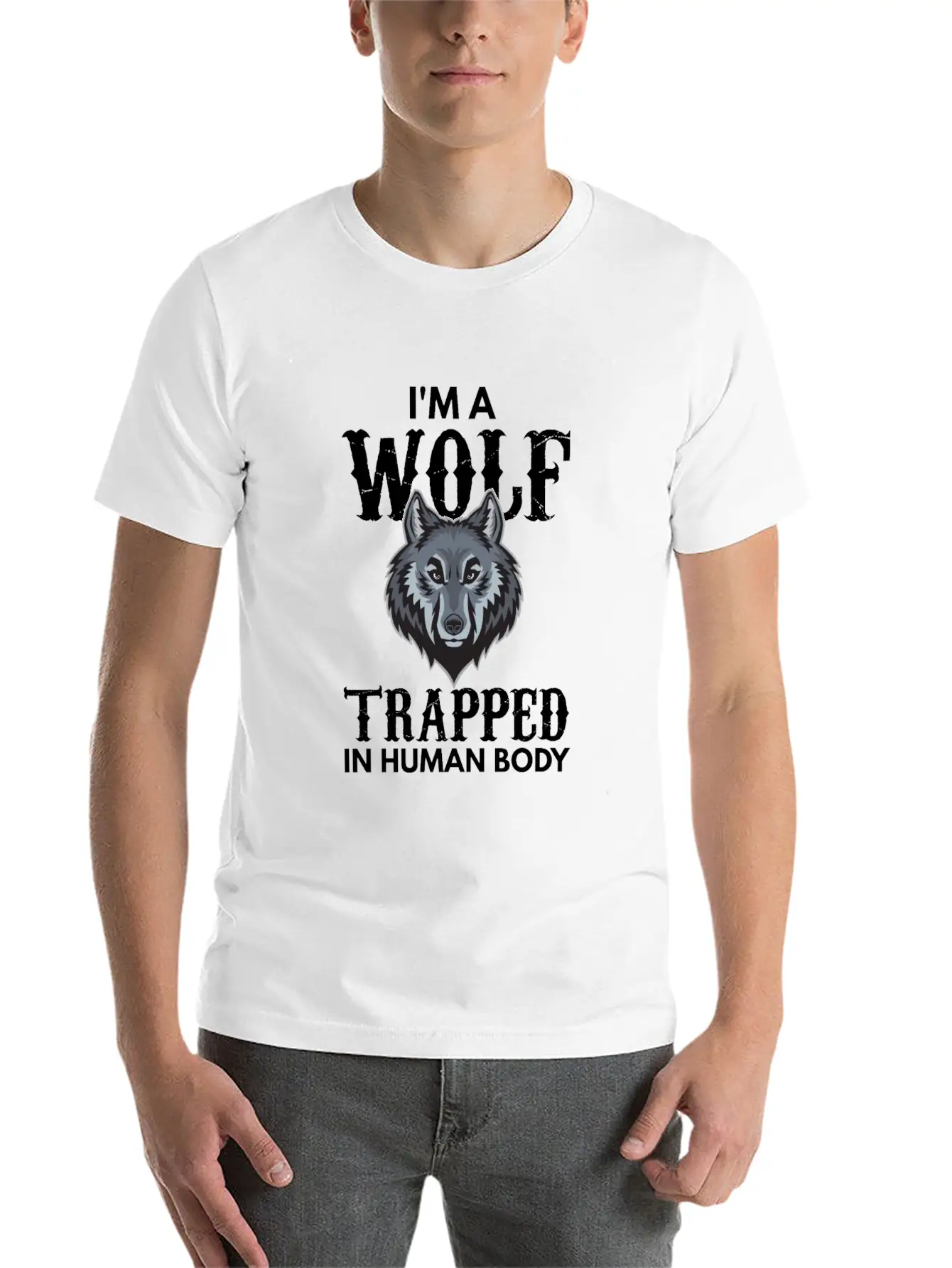 I'm A Wolf Trapped In A Human Body Unisex Short Sleeve Soft Cotton T-Shirt – Casual Everyday Wear