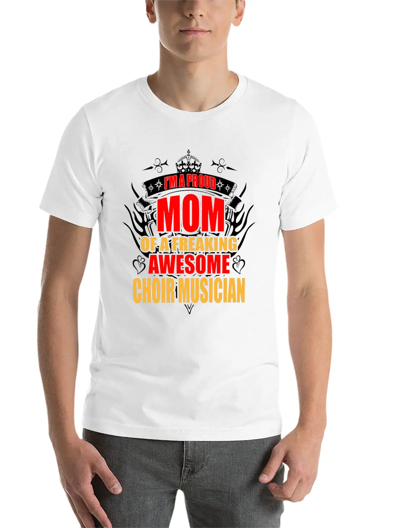 I'm Proud Mom Of Freaking Awesome Chorus Teacher Unisex Short Sleeve Soft Cotton T-Shirt – Casual Everyday Wear