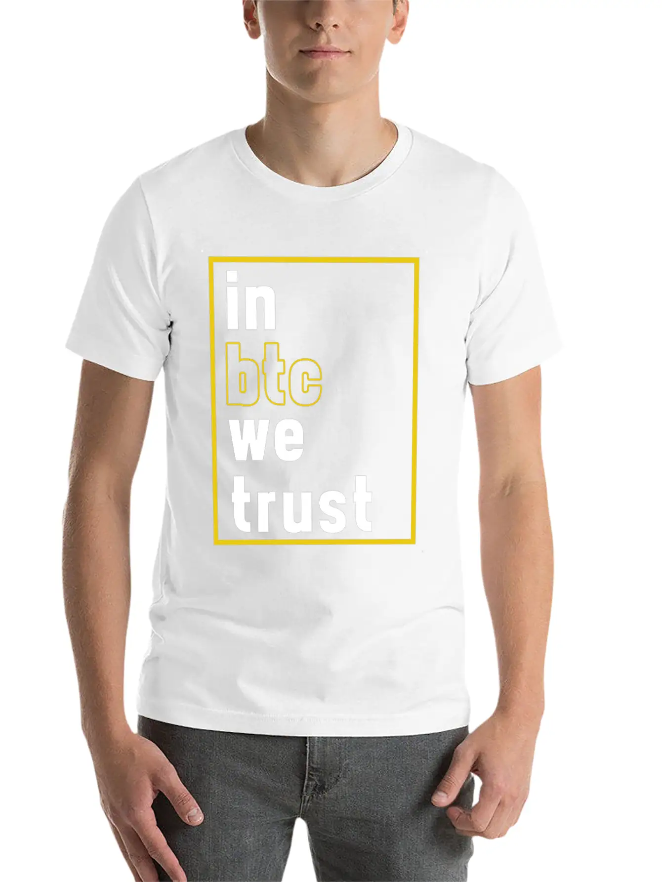 In BTC We Trust Crypto Bitcoin Cryptocurrency Gift Unisex Short Sleeve Soft Cotton T-Shirt – Casual Everyday Wear