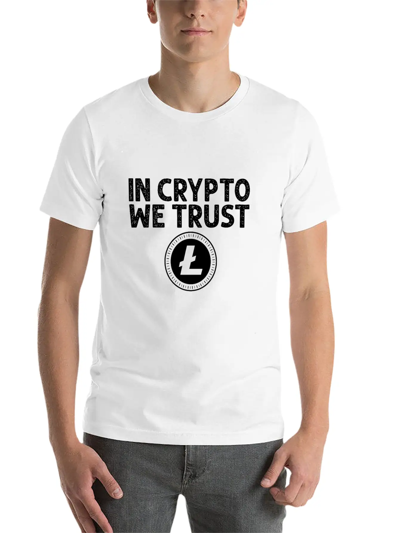 In Crypto We Trust Litecoin Bitcoin Unisex Short Sleeve Soft Cotton T-Shirt – Casual Everyday Wear