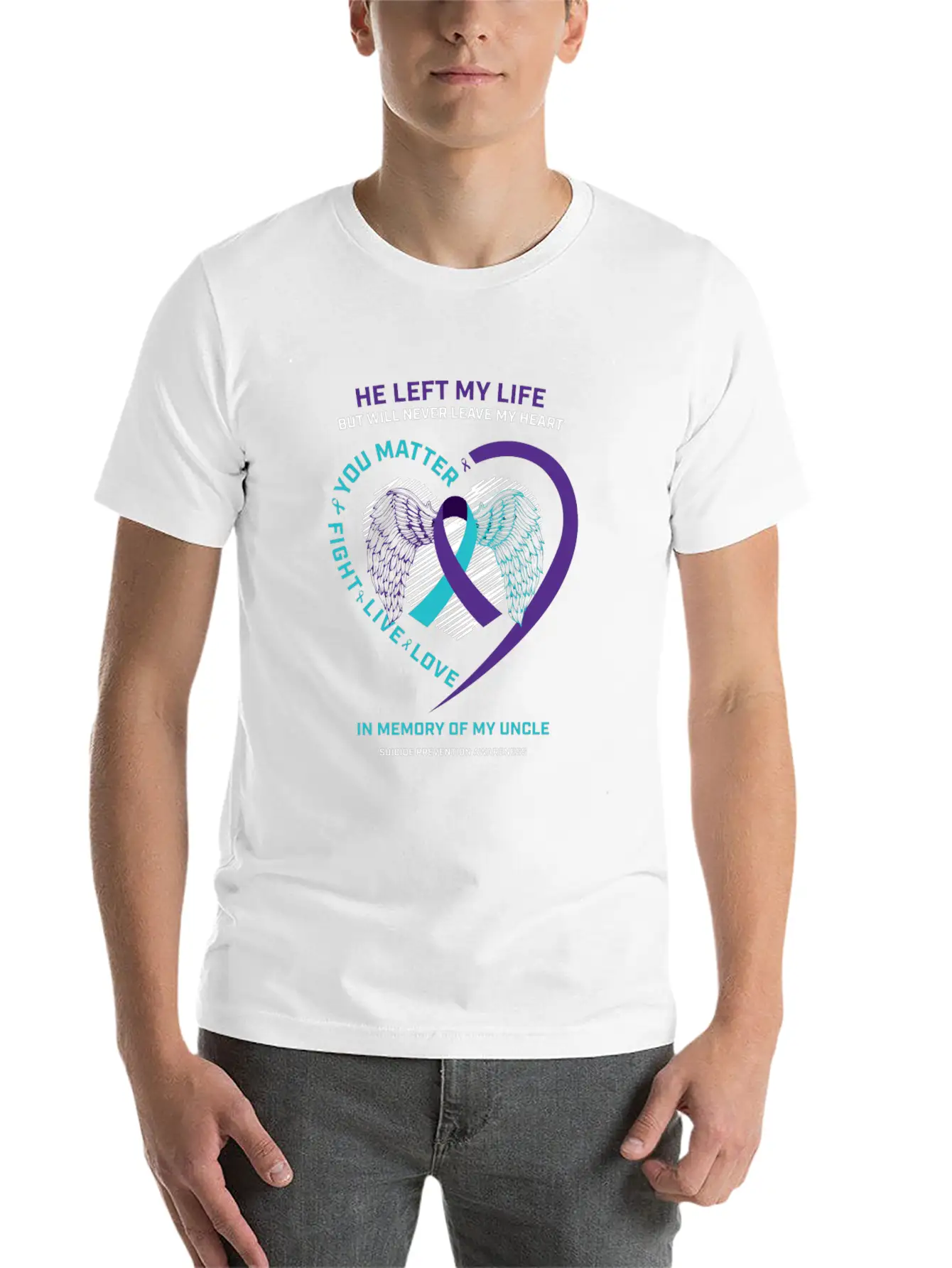 In Memory Of My Loving Uncle Suicide Prevention Aw Timeless Short Sleeve Tee – Comfy And Minimalist Design