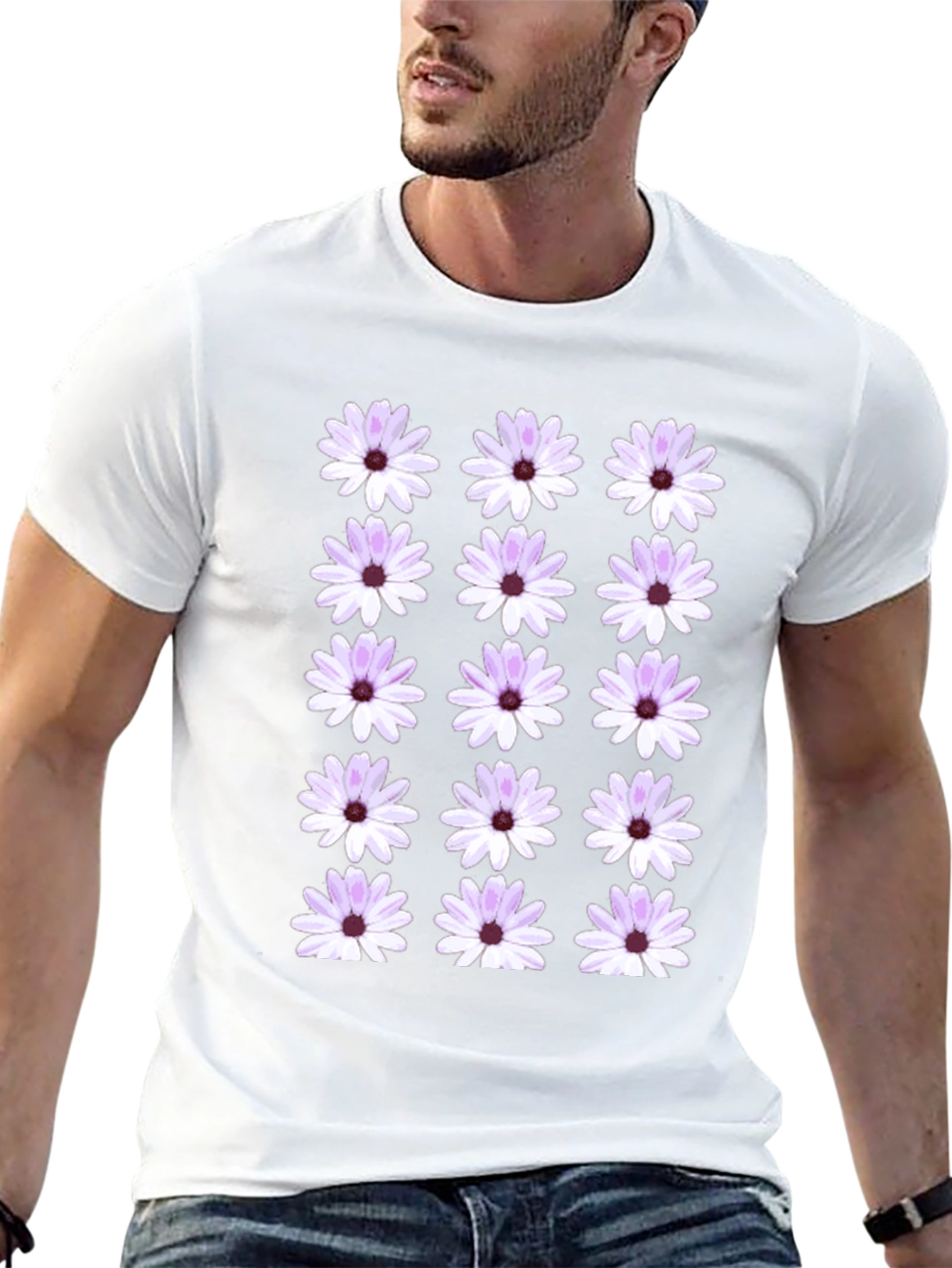 Floral Pattern Black T-Shirt