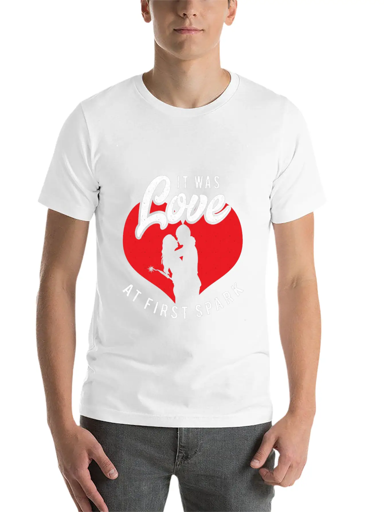 It Was Love At First Spark Unisex Short Sleeve Soft Cotton T-Shirt – Casual Everyday Wear
