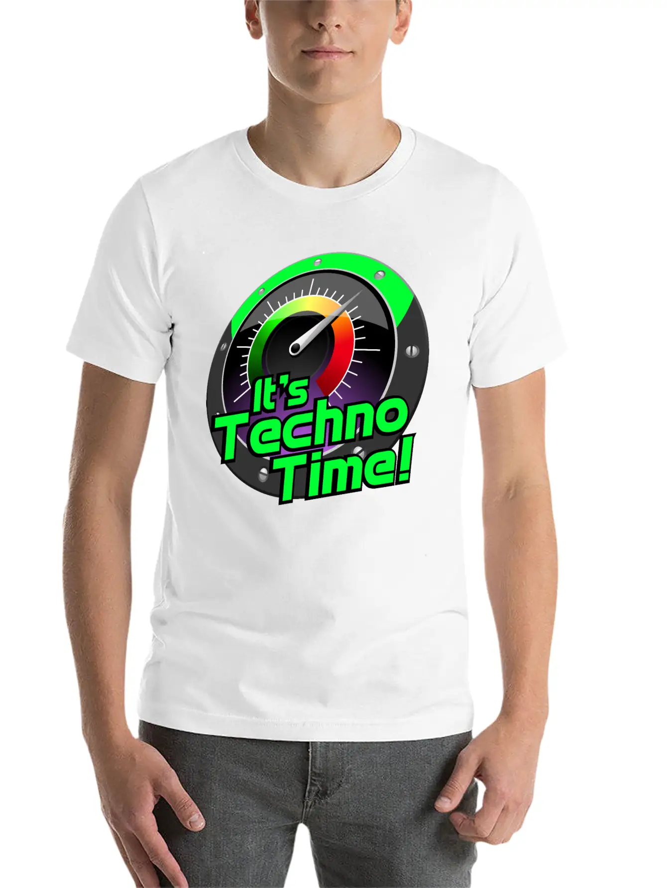 IT'S TECHNO TIME! Unisex Short Sleeve Soft Cotton T-Shirt – Casual Everyday Wear