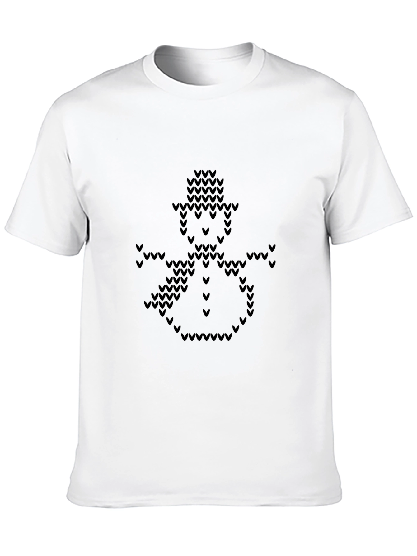 Festive Knitted Snowman Black T-Shirt