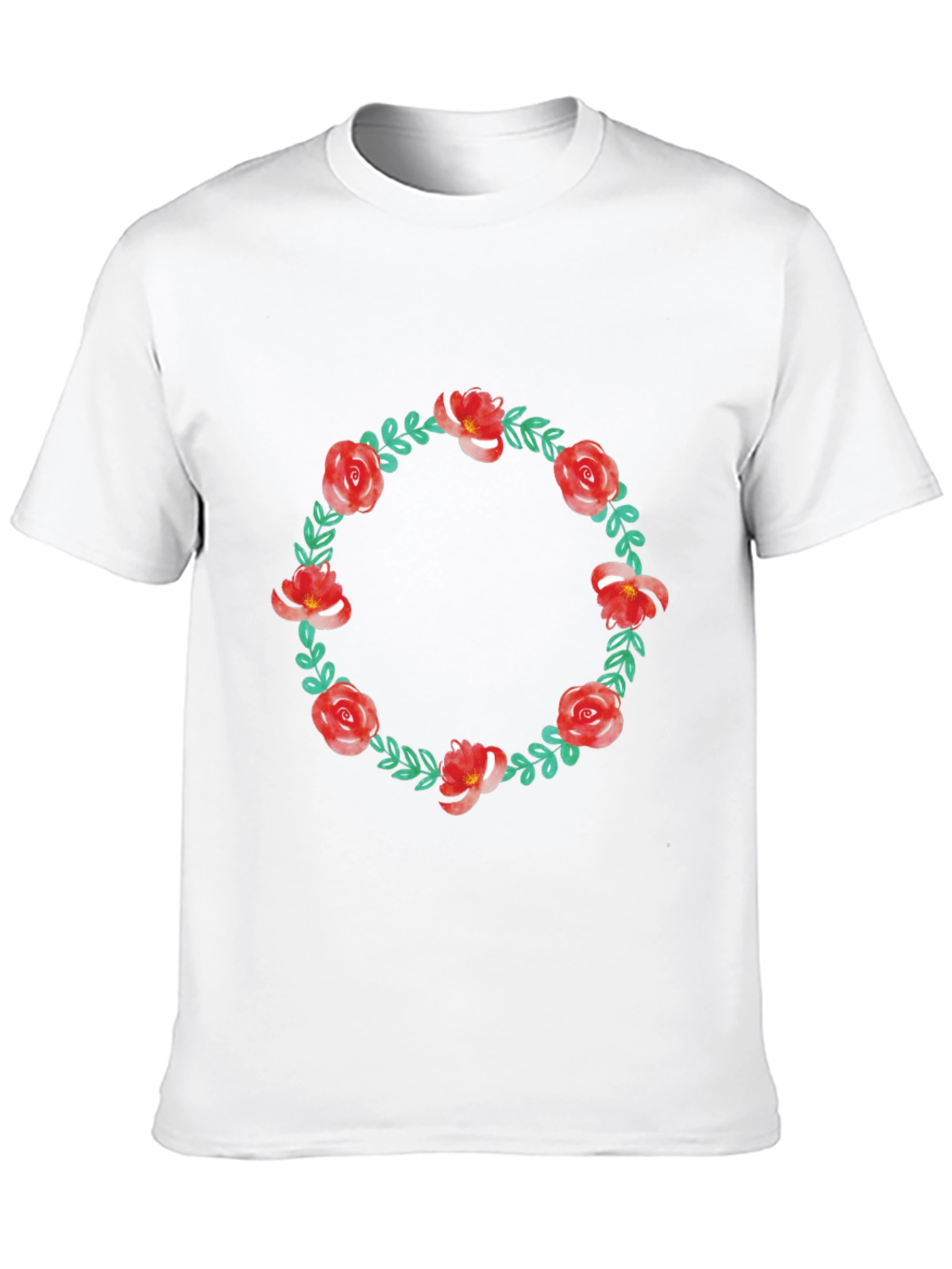 Floral Wreath Graphic Tee - Casual Style