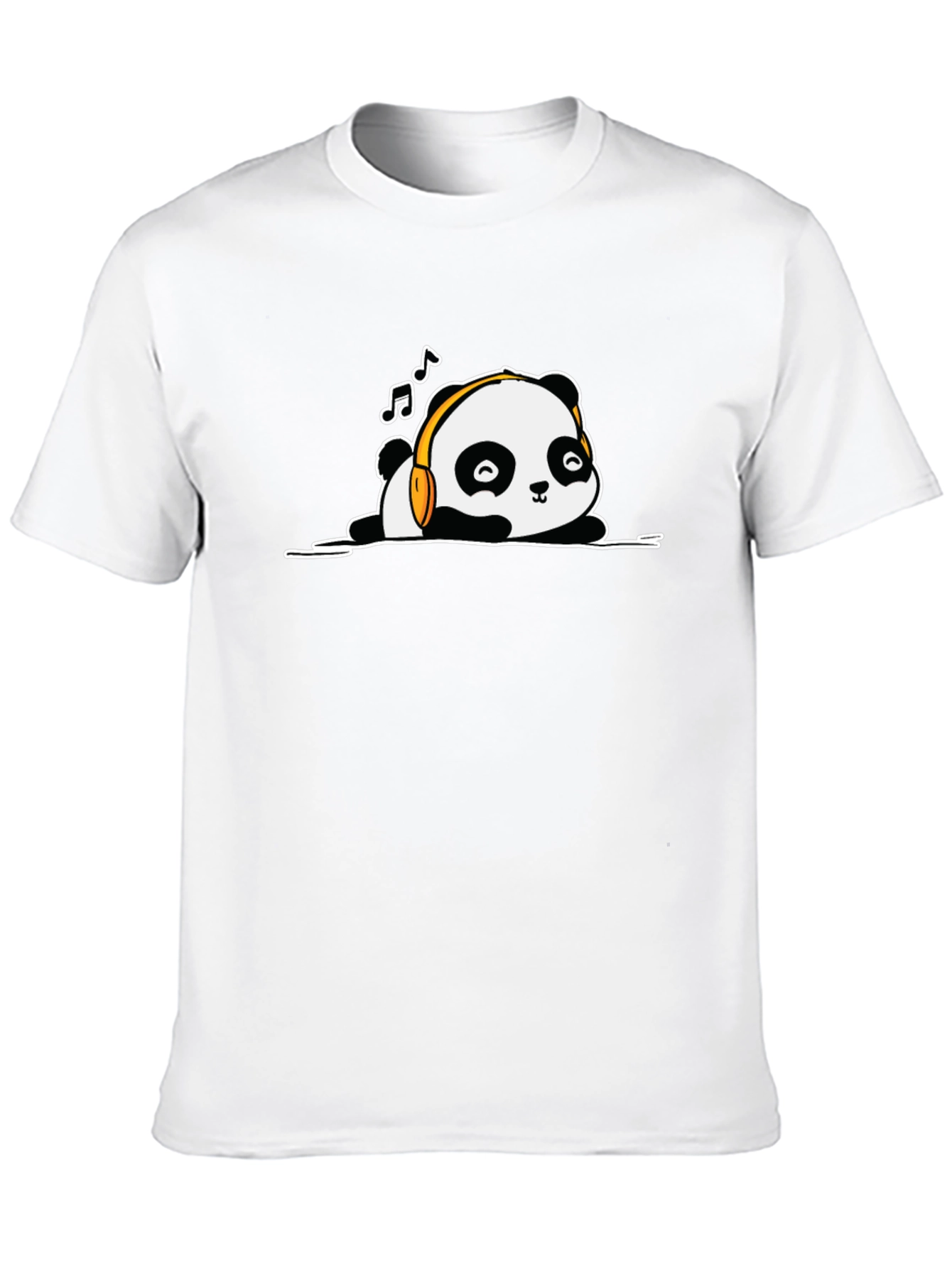 Panda Headphones Black T-Shirt