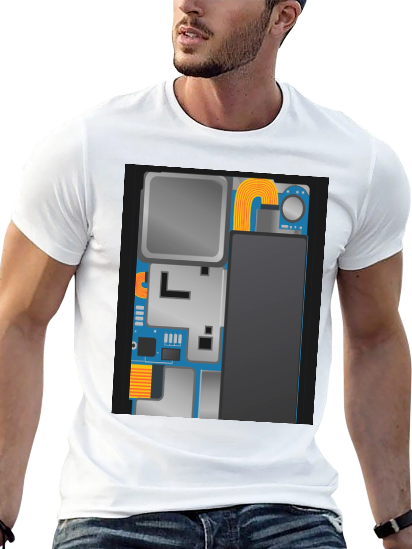 Tech Circuit Board Graphic Black T-Shirt