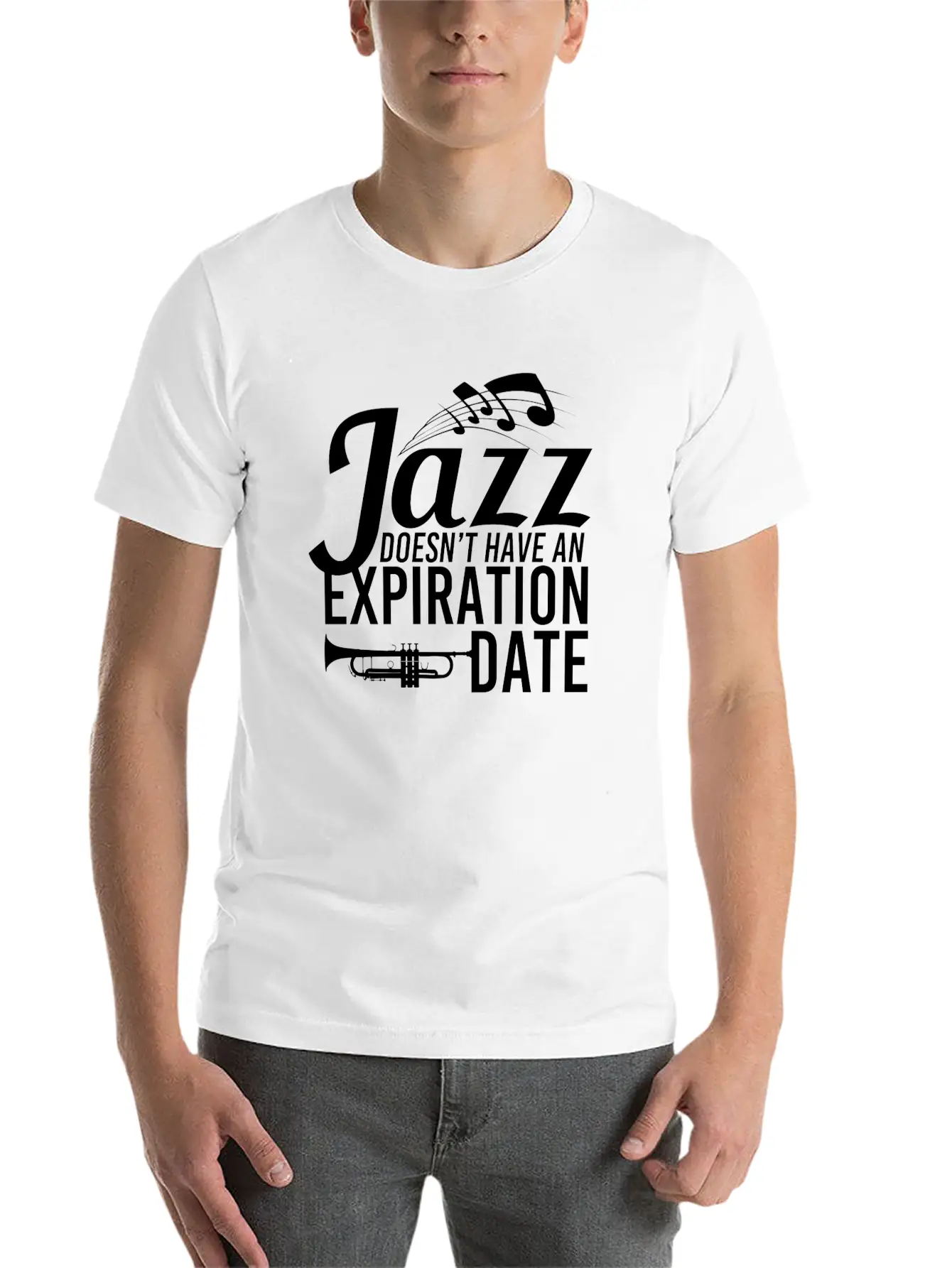 Jazz - Trumpet - Saxophone - Music - I Love Jazz Stylish Everyday T-Shirt – Unisex Basic Cotton Tee