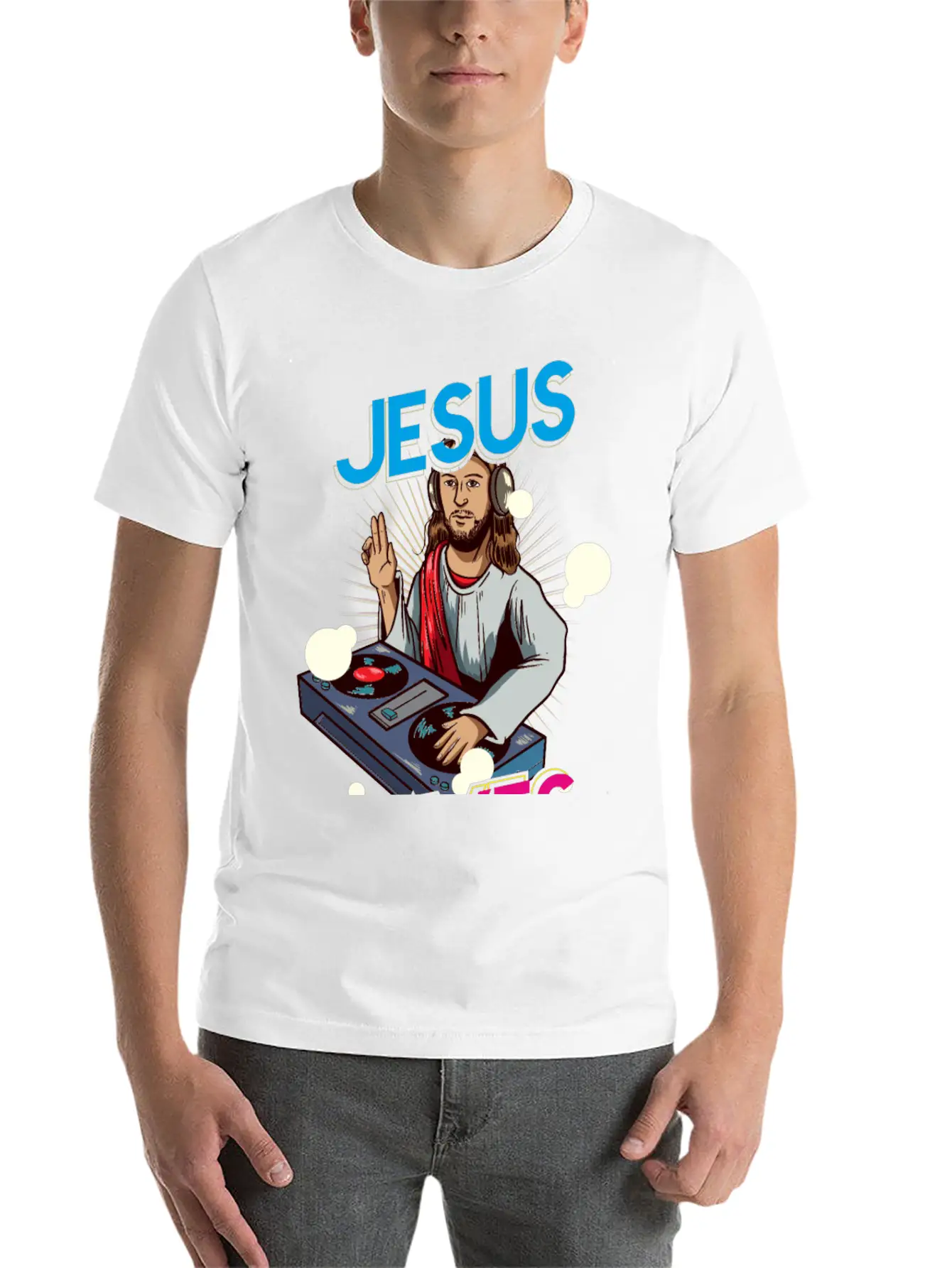 Jesus Raves Funny EDM Music Basic Graphic T-Shirt – Daily Comfort In Soft Cotton