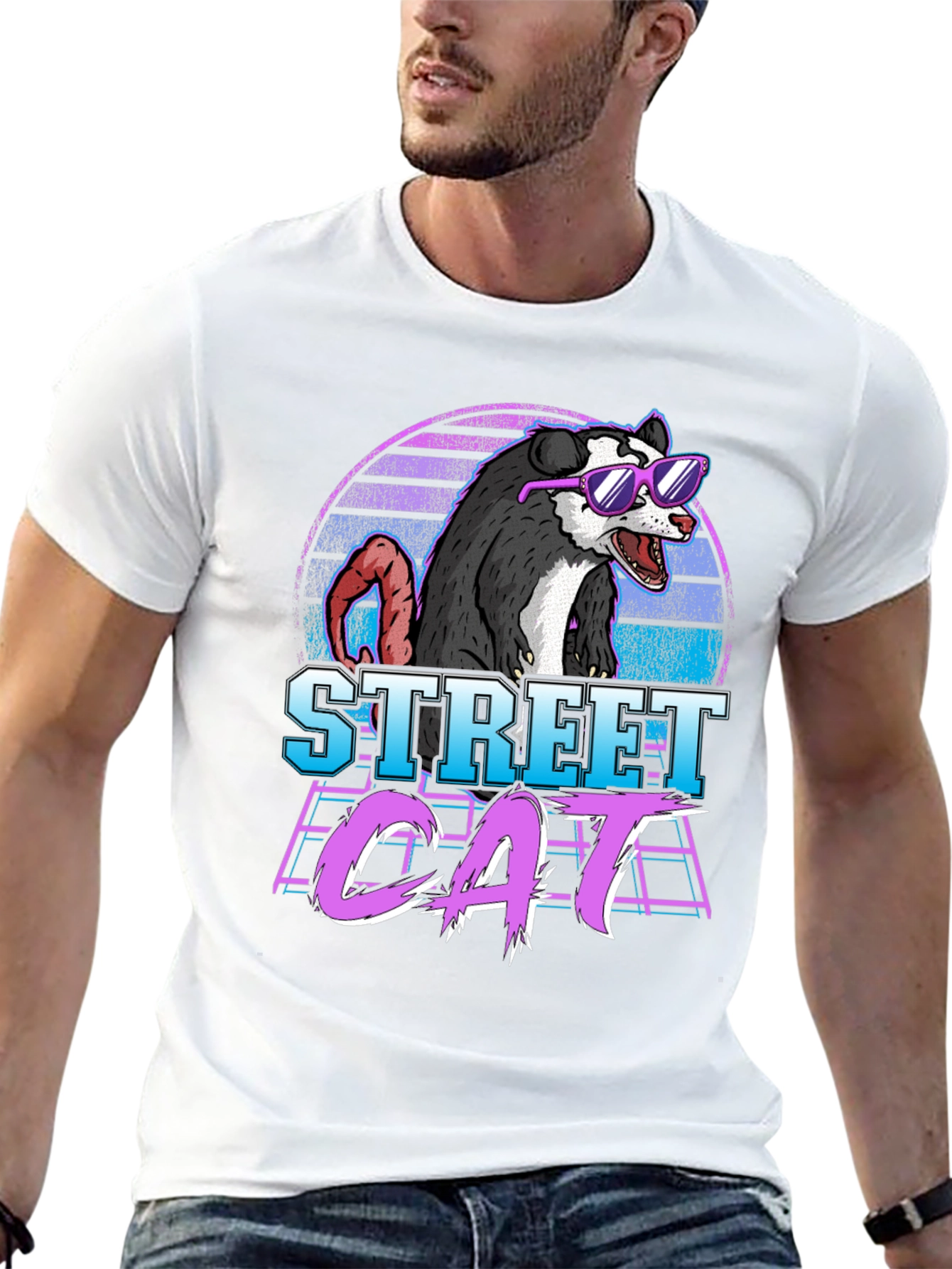 Street Cat Graphic Tee - Opossum in Sunglasses