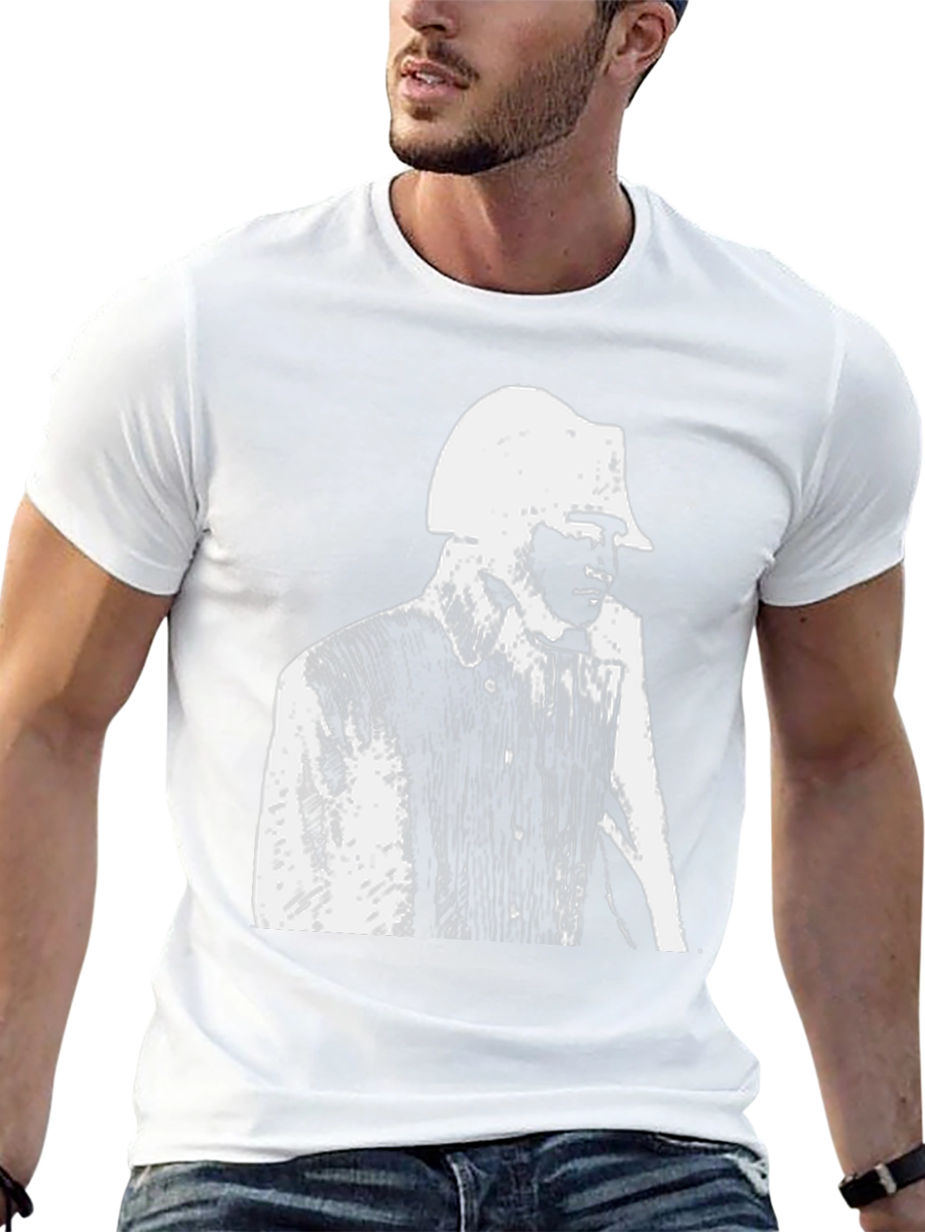 Black T-Shirt with Film Noir Detective Print