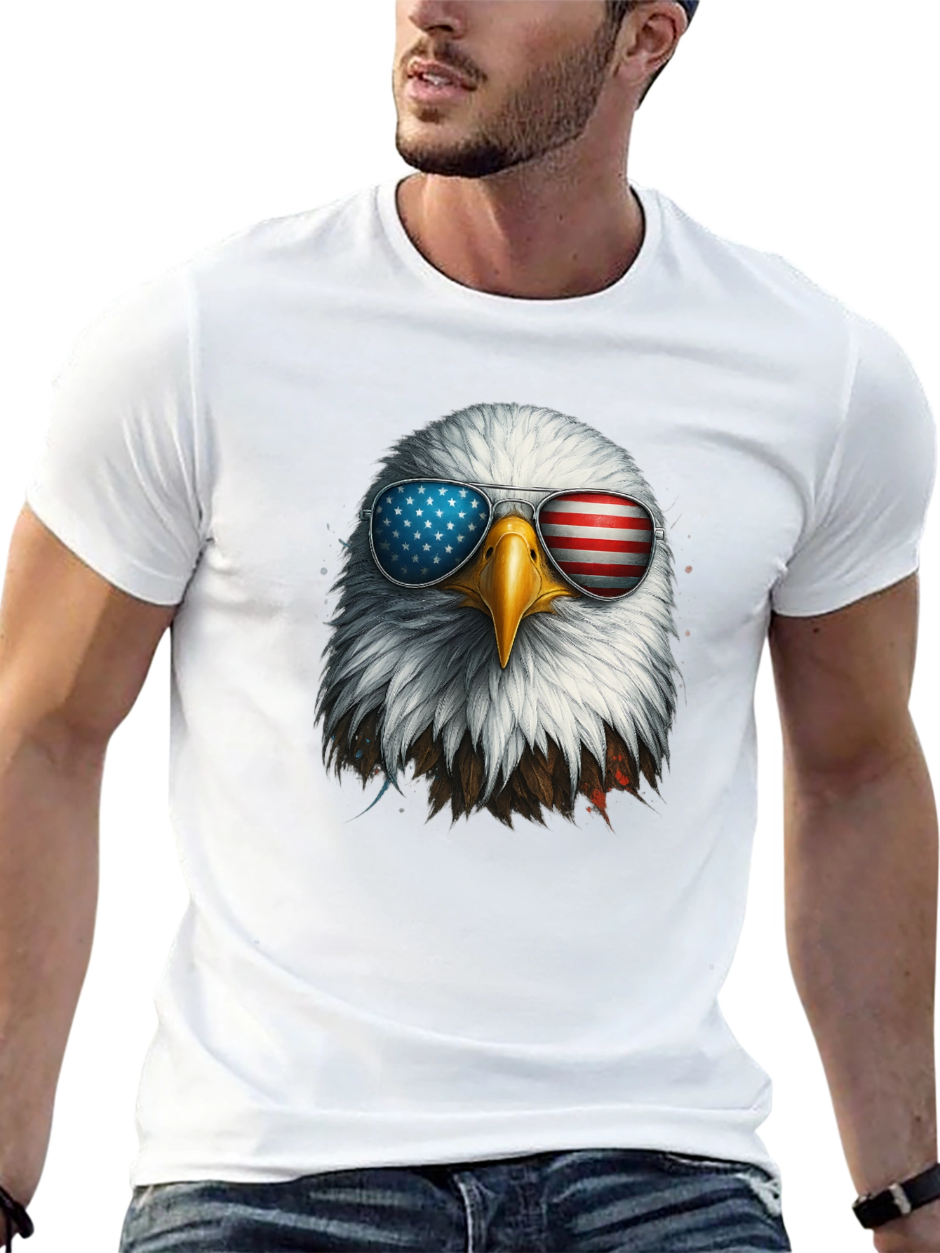 Patriotic Eagle Sunglasses Graphic T-Shirt