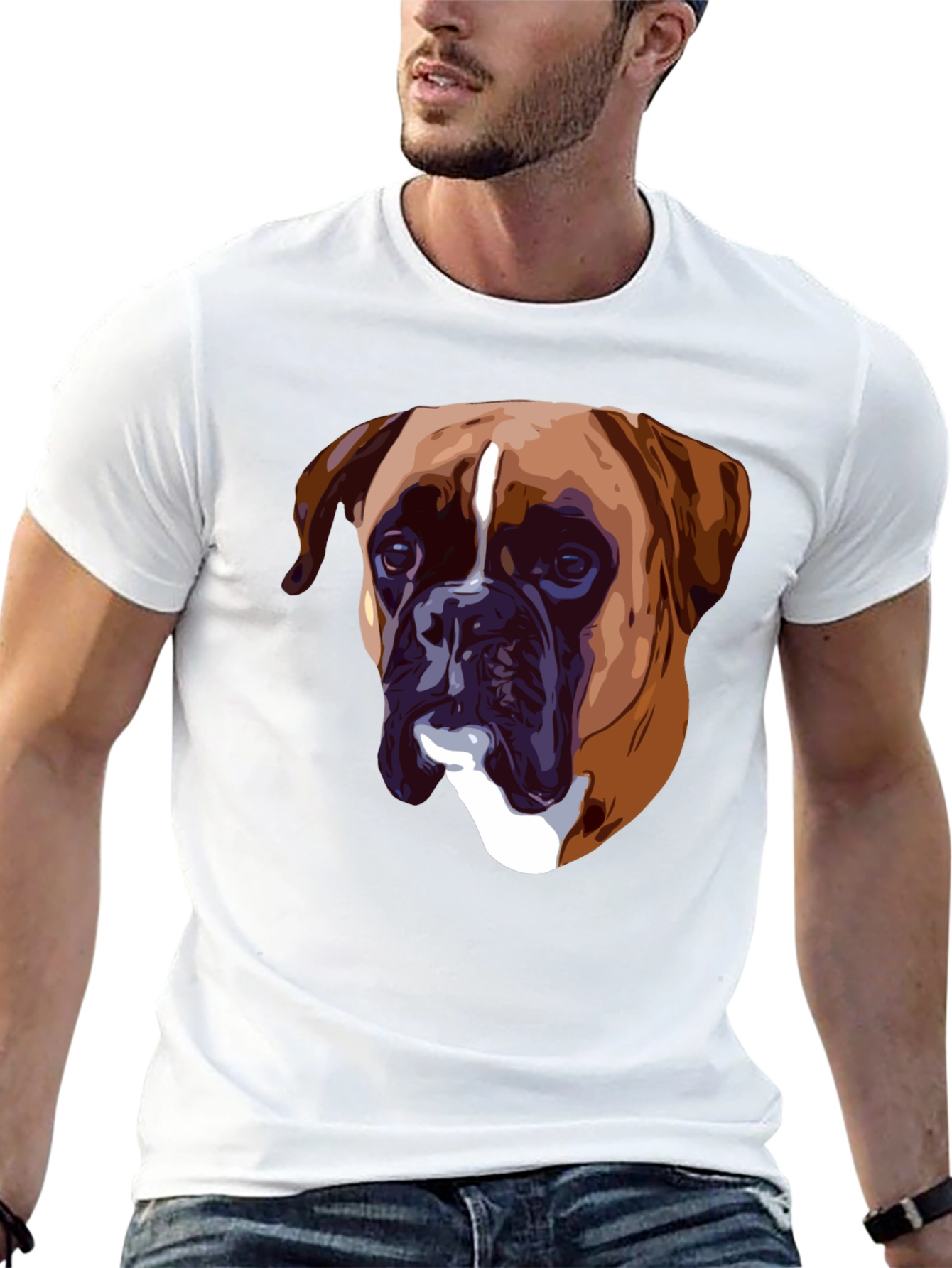 Boxer Dog Graphic T-Shirt - Classic Crew Neck Tee
