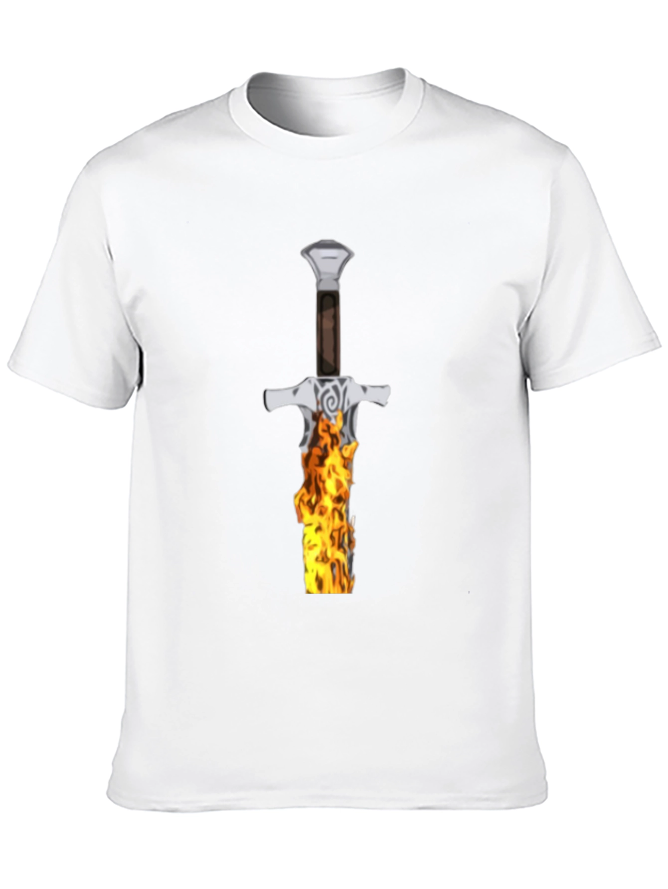Flaming Sword Graphic Tee - Black Cotton T-Shirt