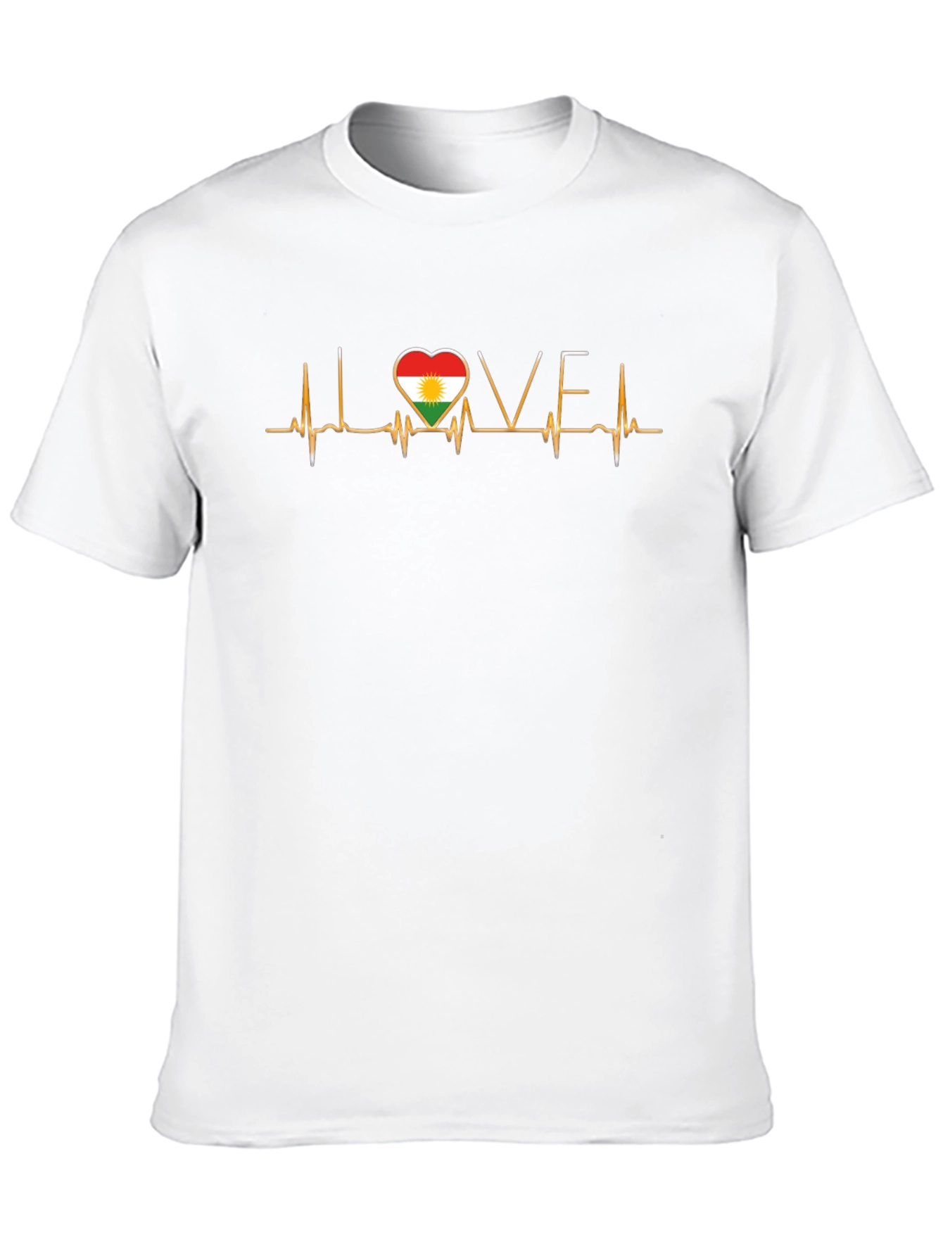 Kurdistan Love Heartbeat T-Shirt - Black Crew Neck