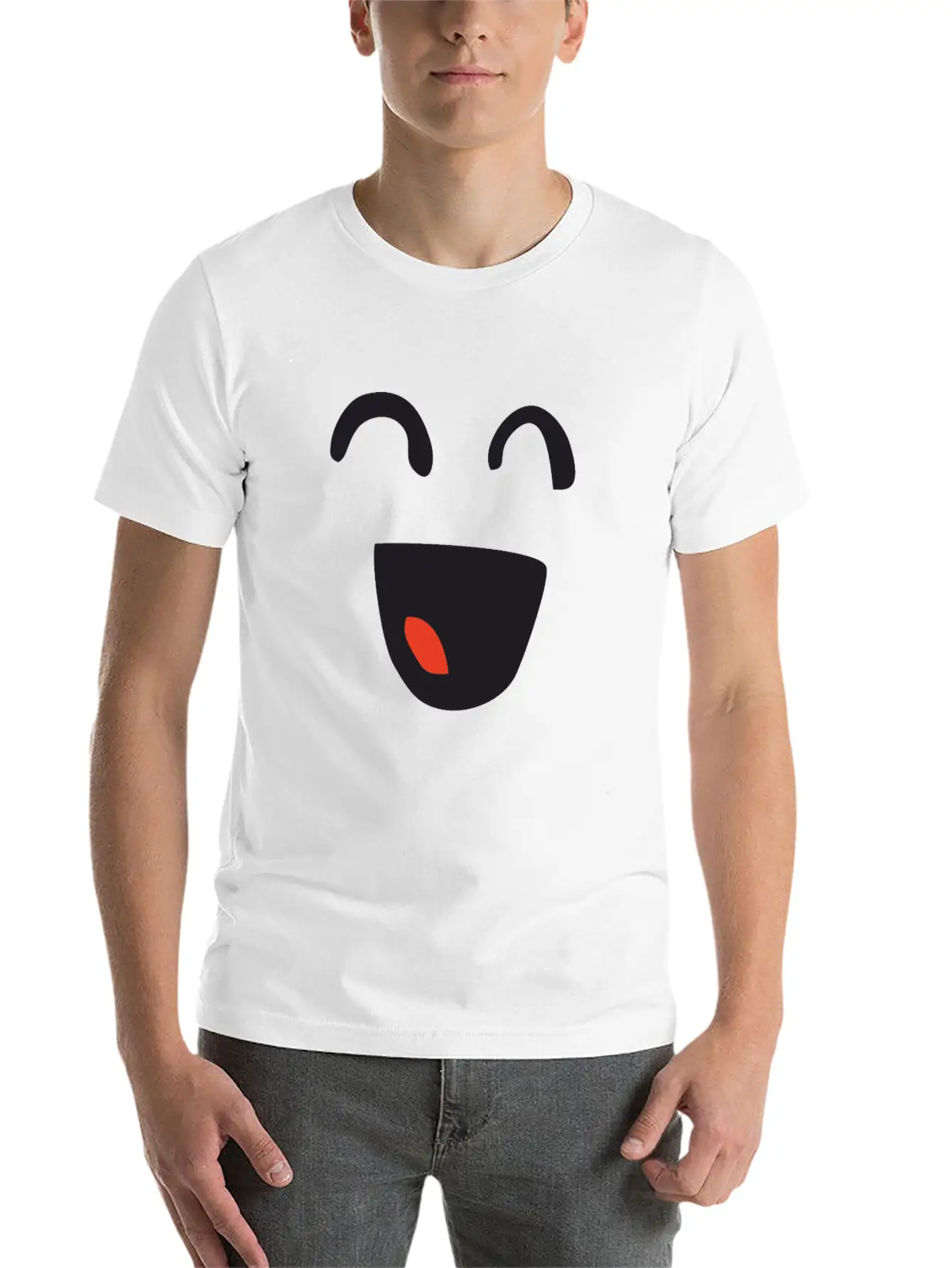 Kawaii Closed Eyes Smile Essential Unisex Summer Tee – Soft Cotton Casual Fit