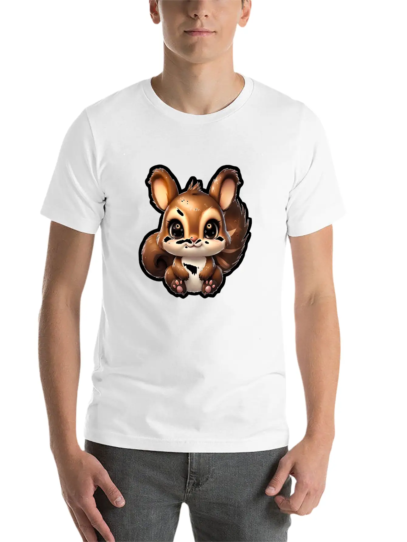 Kawaii Squirrel Comfortable Minimalist Graphic Tee – Summer Style Essential