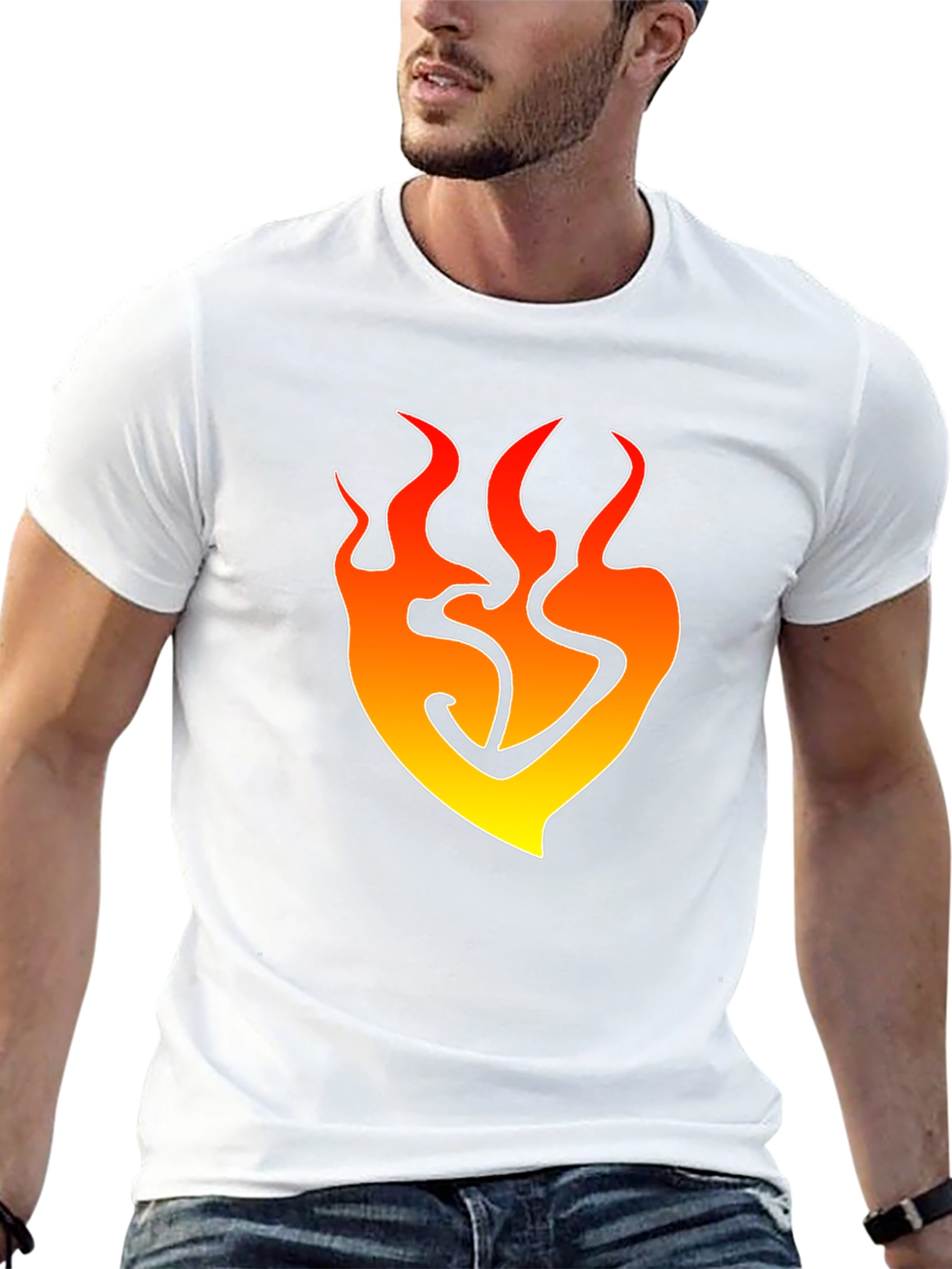 Flame Heart Graphic T-Shirt - Trendy Black Tee