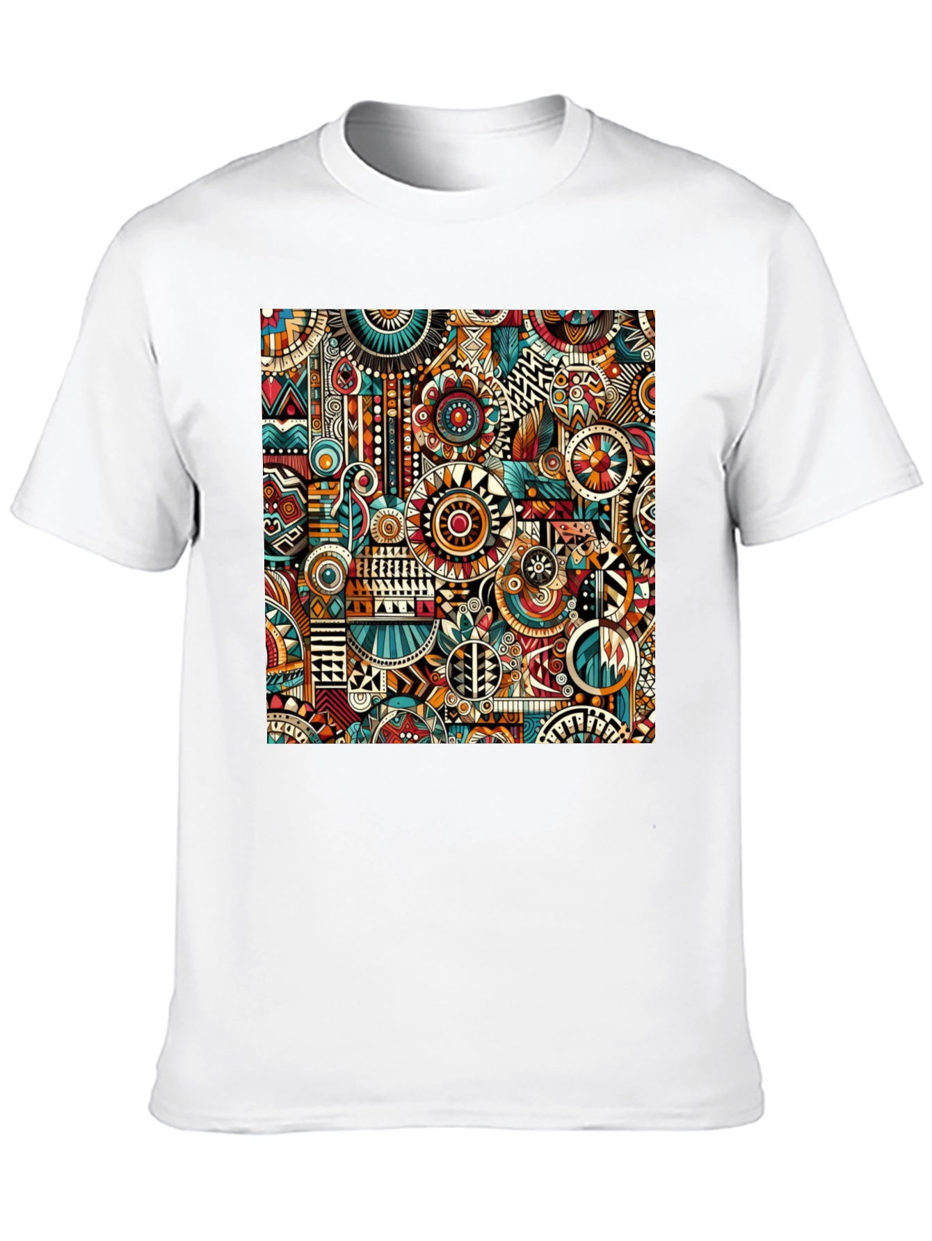 Abstract Tribal Print Mens Black T-Shirt
