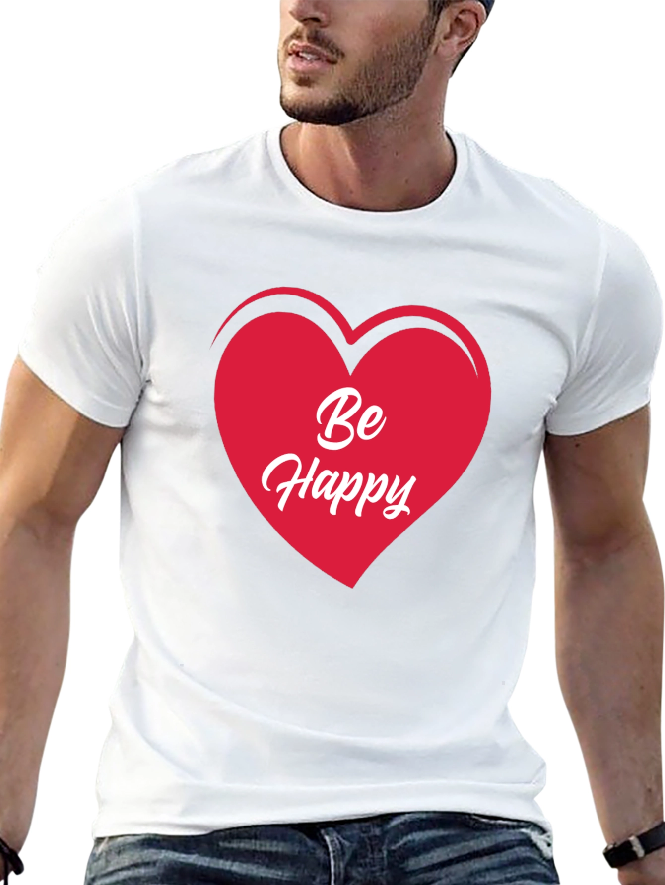 Be Happy Heart T-Shirt - Stylish Graphic Tee