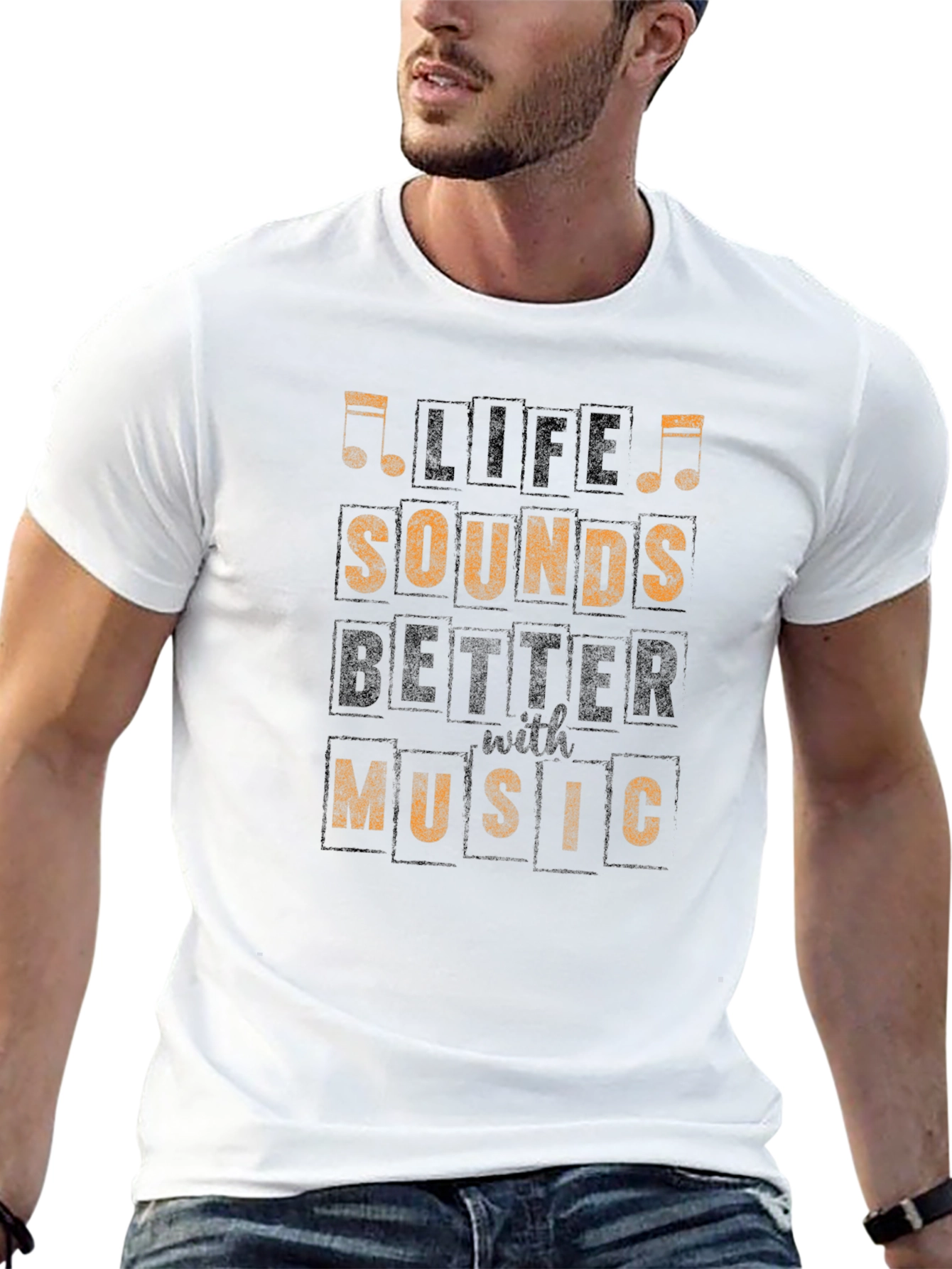 Life Sounds Better with Music Black Graphic Tee