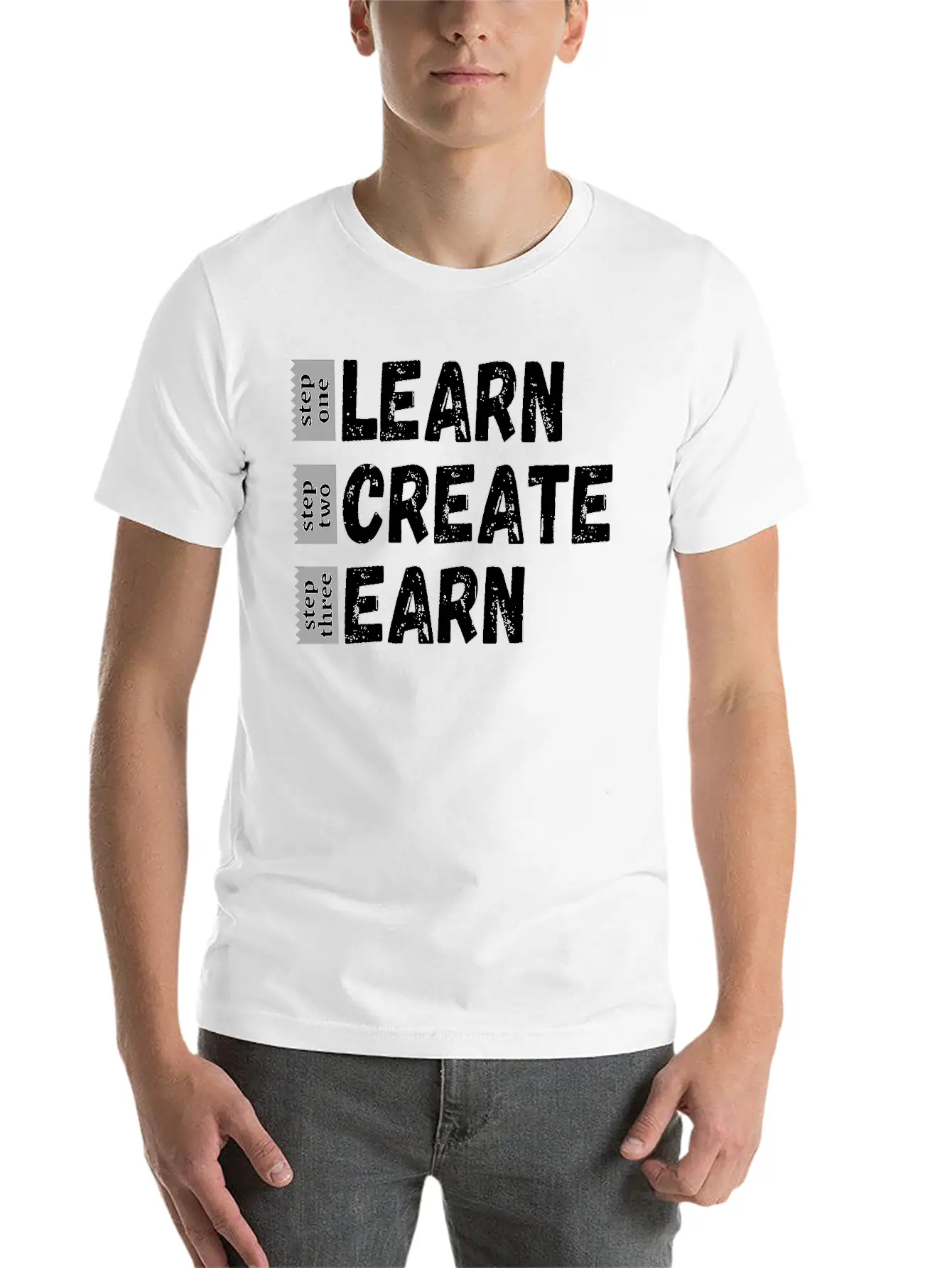 Learn Create Earn Unisex Short Sleeve Soft Cotton T-Shirt – Casual Everyday Wear