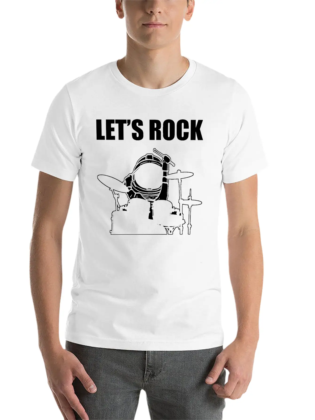 Let's Rock Musician Gift Unisex Short Sleeve Soft Cotton T-Shirt – Casual Everyday Wear