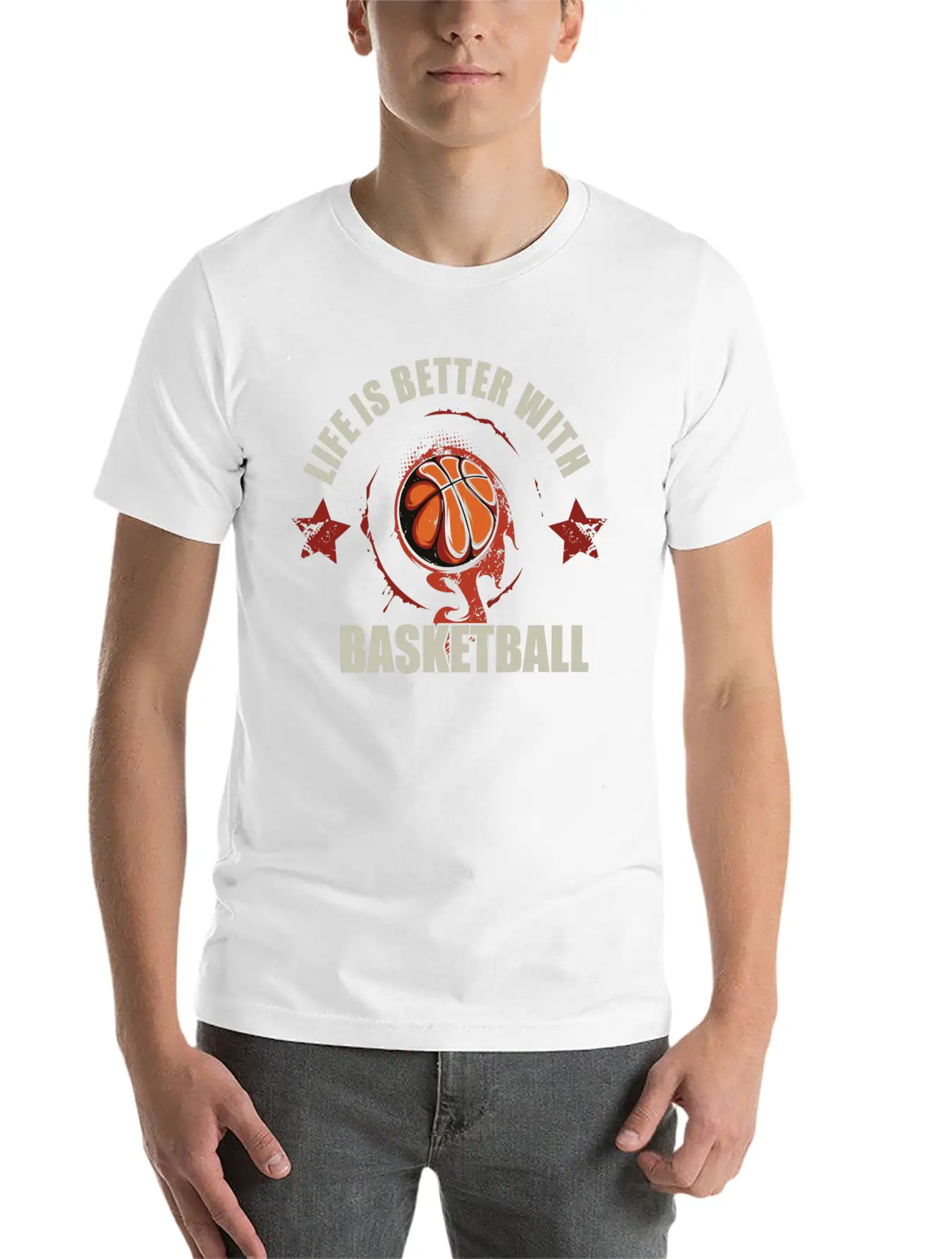 Life Is Better With Basketball Unisex Short Sleeve Soft Cotton T-Shirt – Casual Everyday Wear
