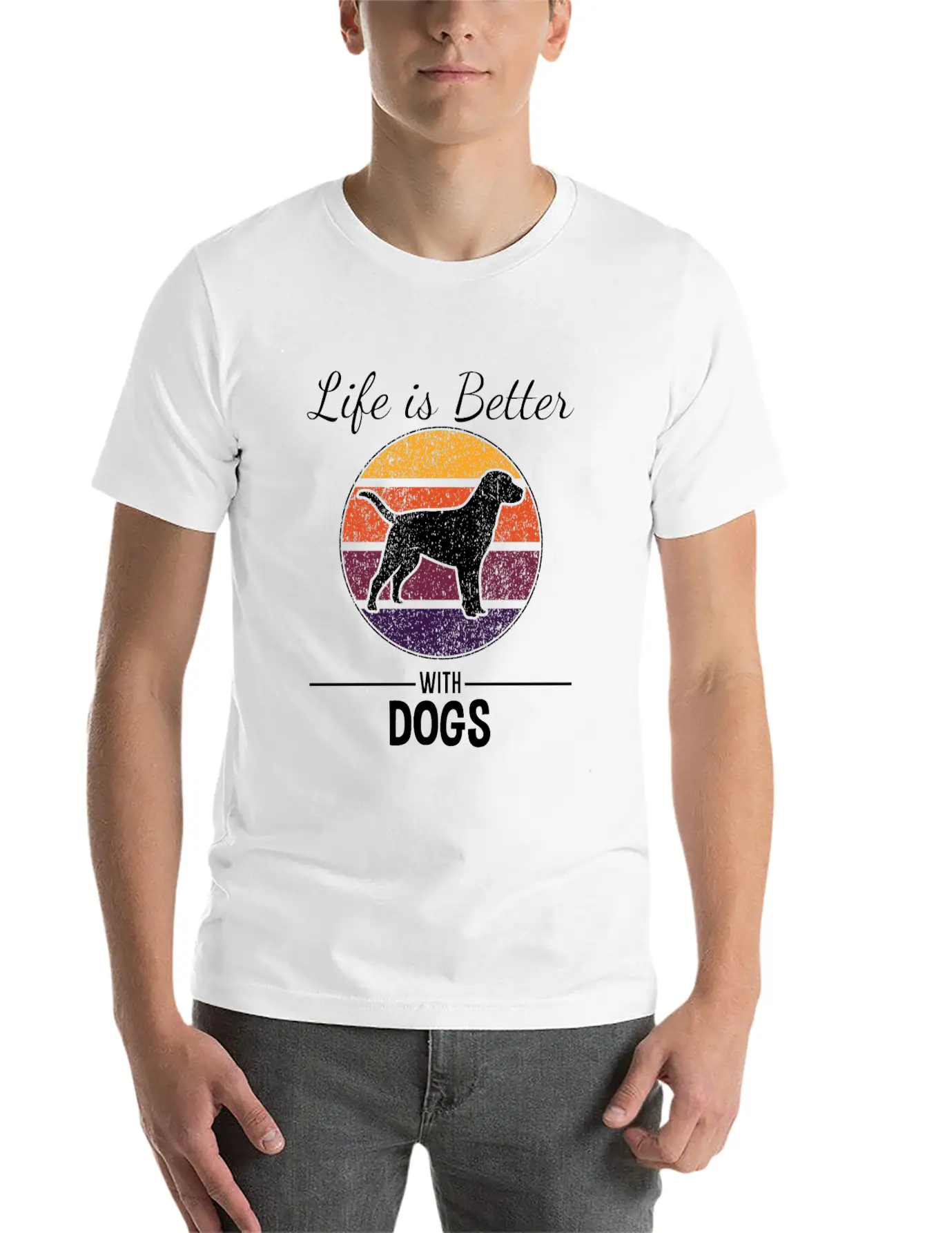 Life Is Better With Dogs - Dog Lover Basic Graphic T-Shirt – Daily Comfort In Soft Cotton