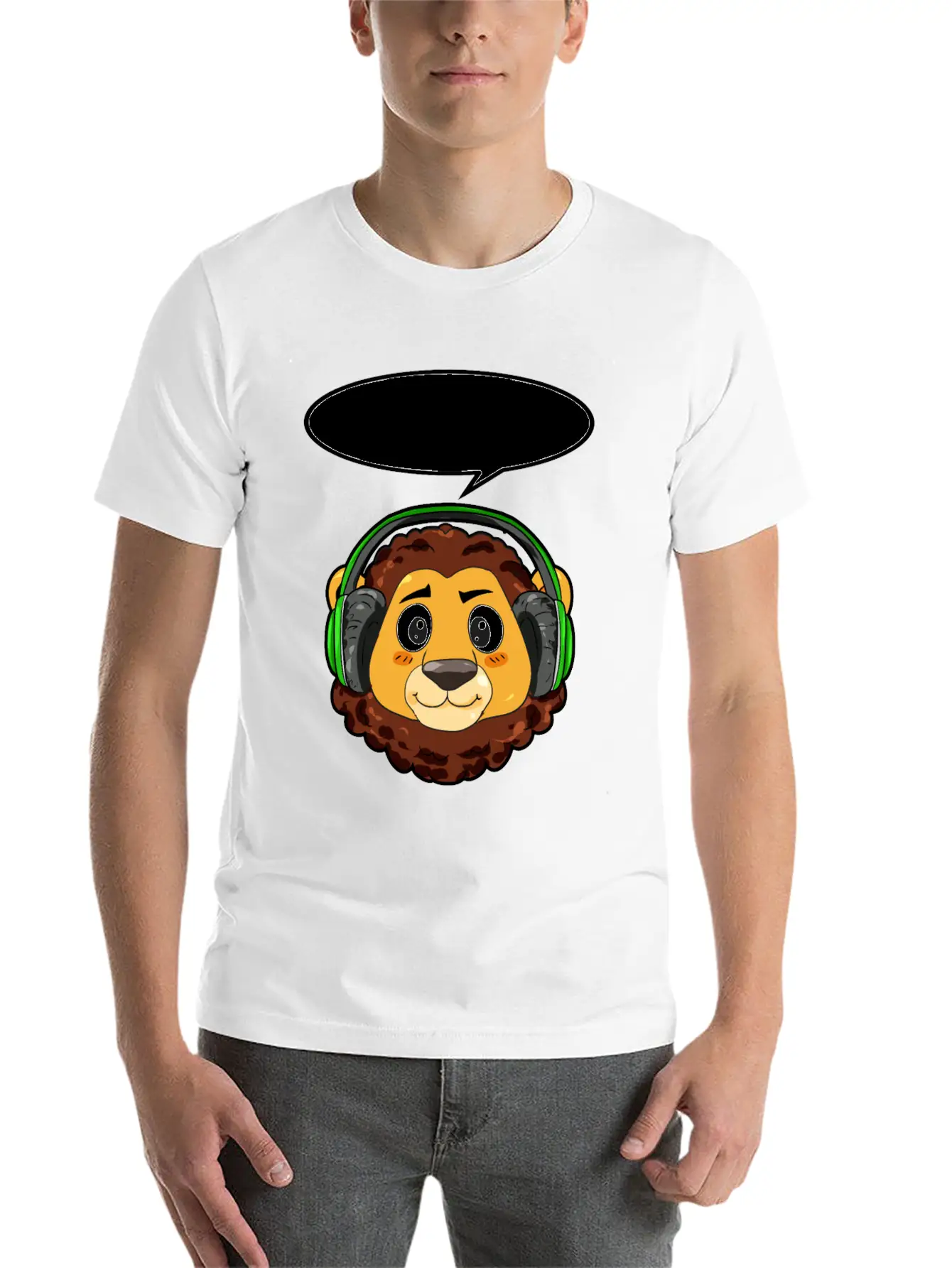 Lion With Headphones Timeless Short Sleeve Tee – Comfy And Minimalist Design