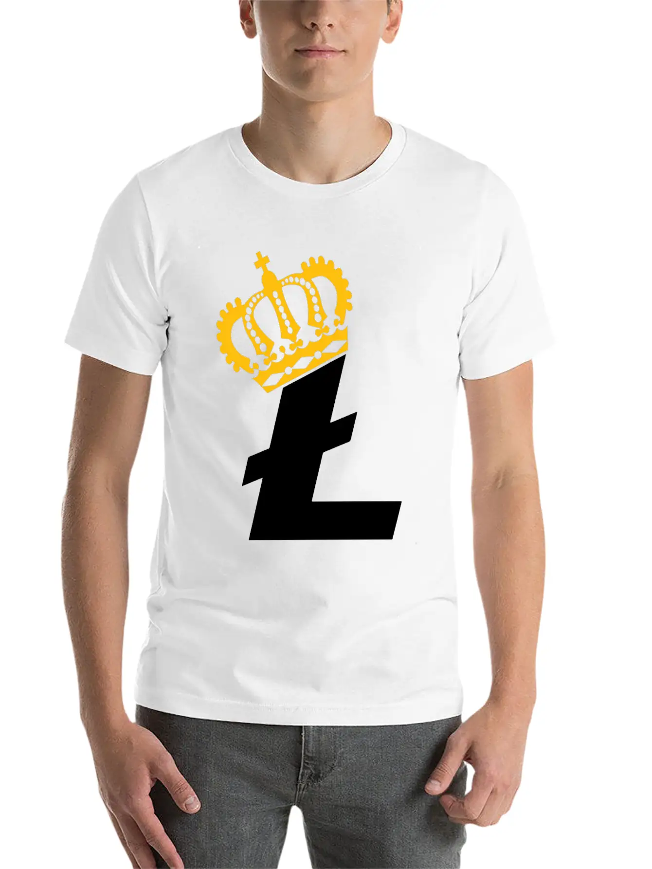 Litecoin King Cryptocurrency Blockchain Digital Stylish Everyday T-Shirt – Unisex Basic Cotton Tee
