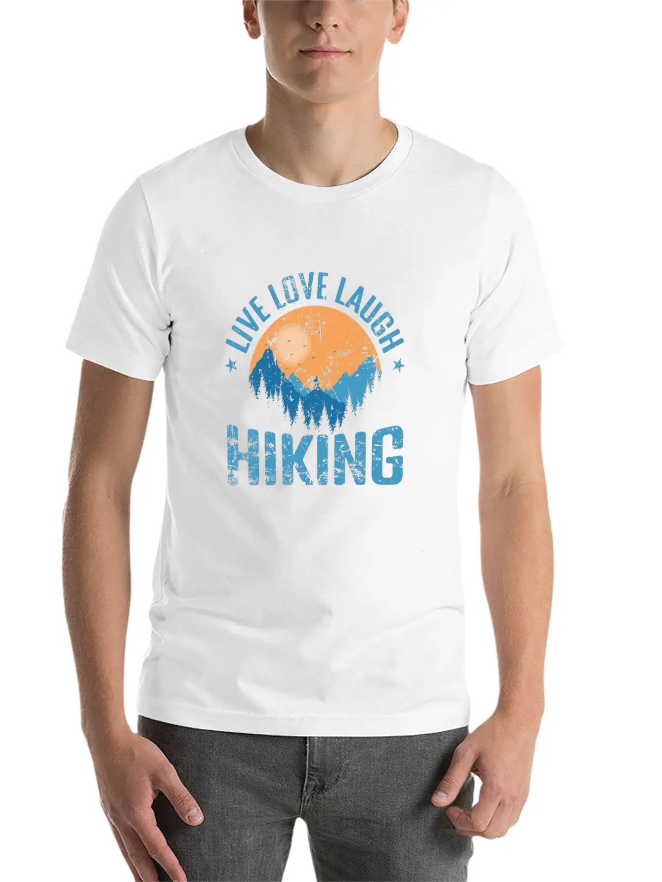 Live Love Laugh Hiking Outdoor Hobby Unisex Short Sleeve Soft Cotton T-Shirt – Casual Everyday Wear