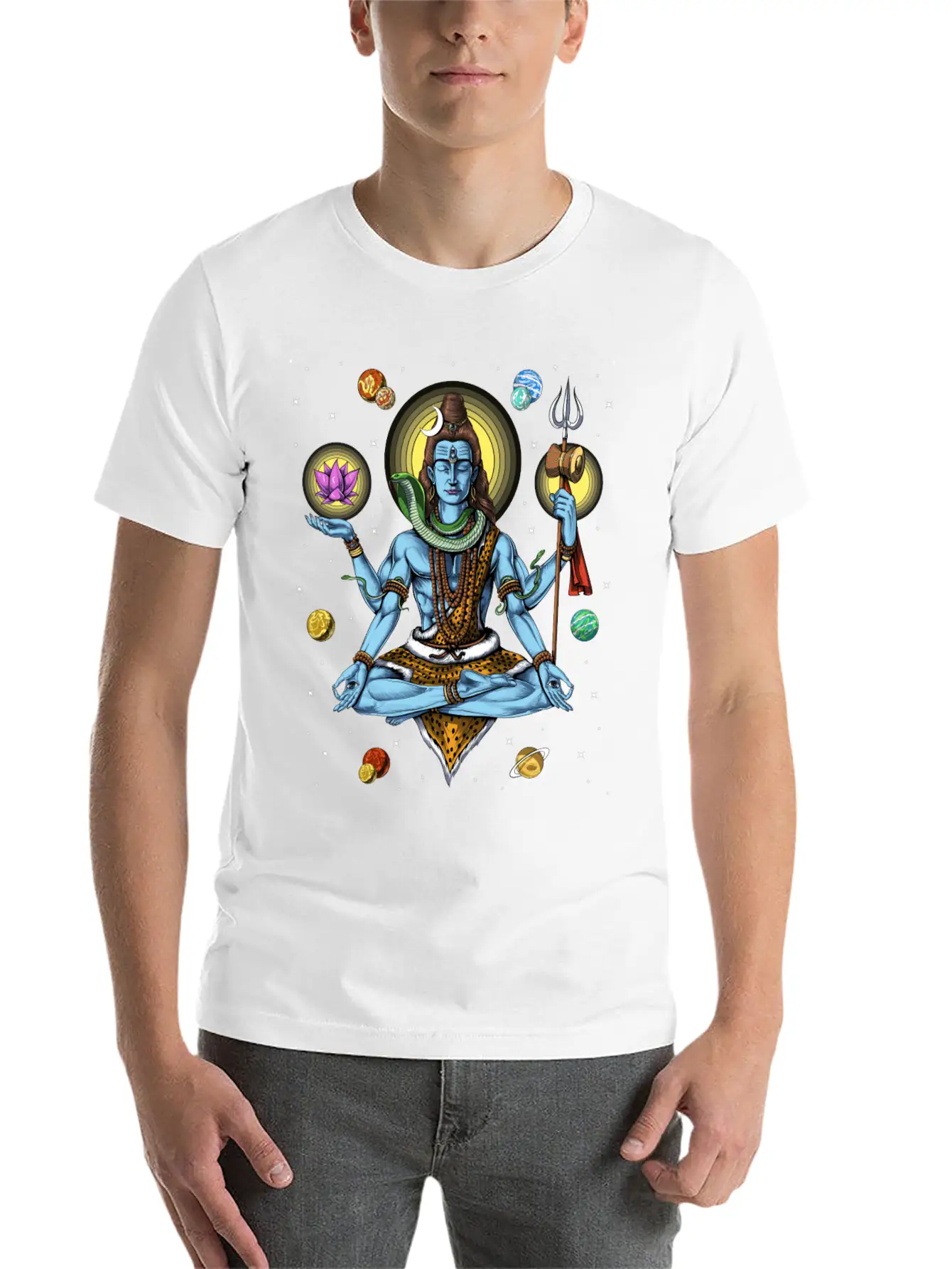 Lord Shiva Meditation Unisex Short Sleeve Soft Cotton T-Shirt – Casual Everyday Wear