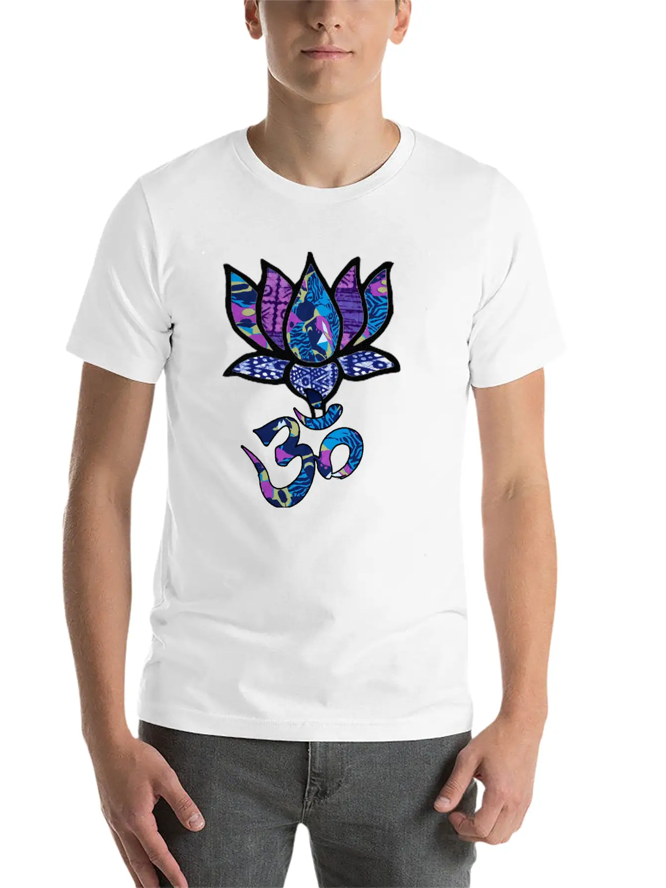 Lotus Flower With Ohm/Om Symbol Basic Graphic T-Shirt – Daily Comfort In Soft Cotton