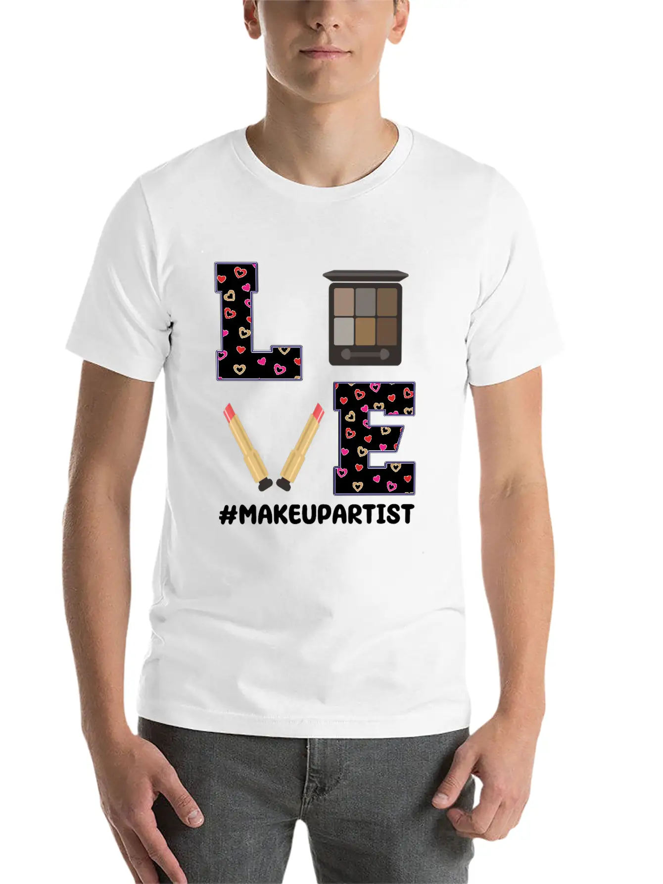 Love Makeup Artist Valentine's Day Stylish Everyday T-Shirt – Unisex Basic Cotton Tee