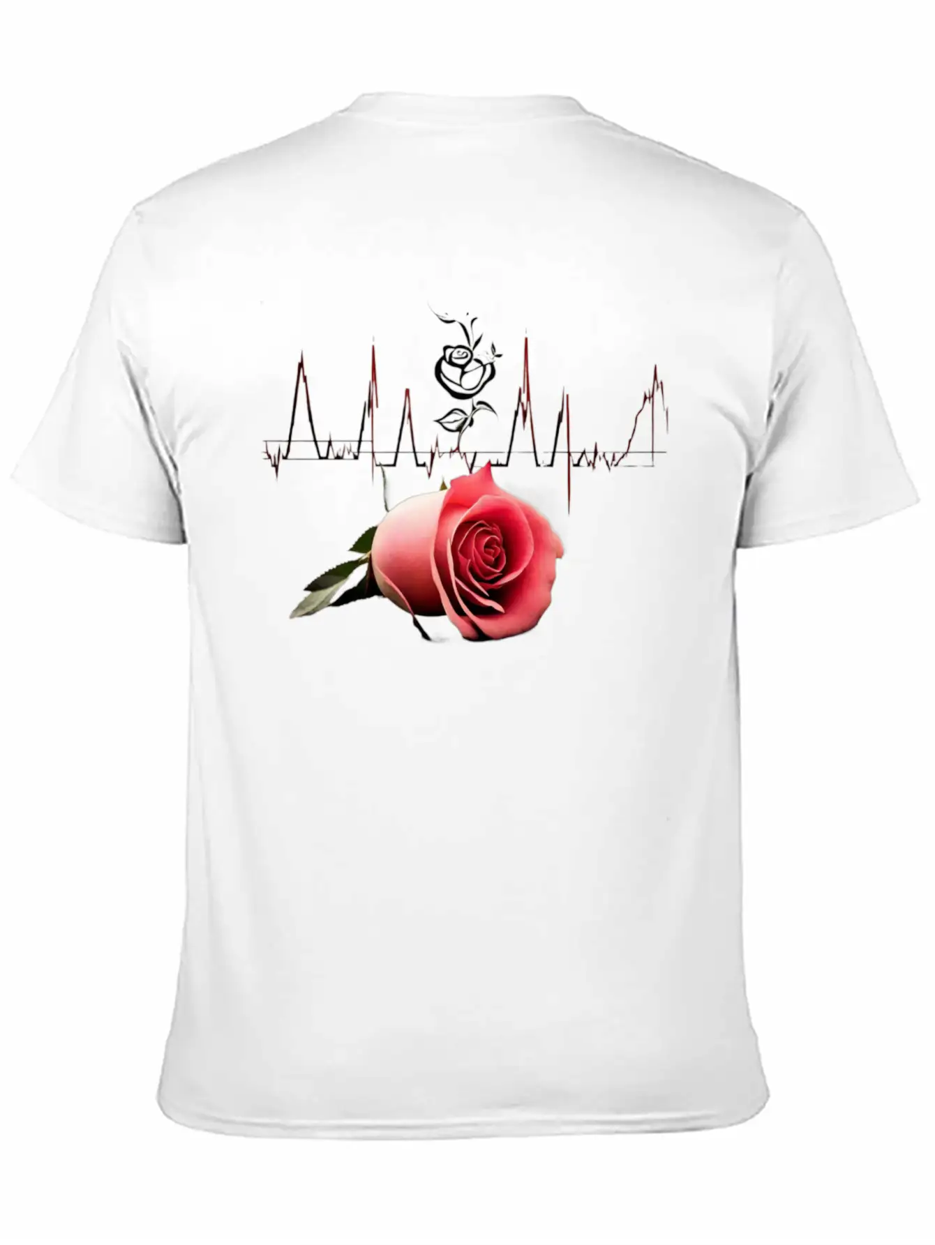 "Love's Pulse: The Rose Heartbeat" Unisex Short Sleeve Soft Cotton T-Shirt – Casual Everyday Wear