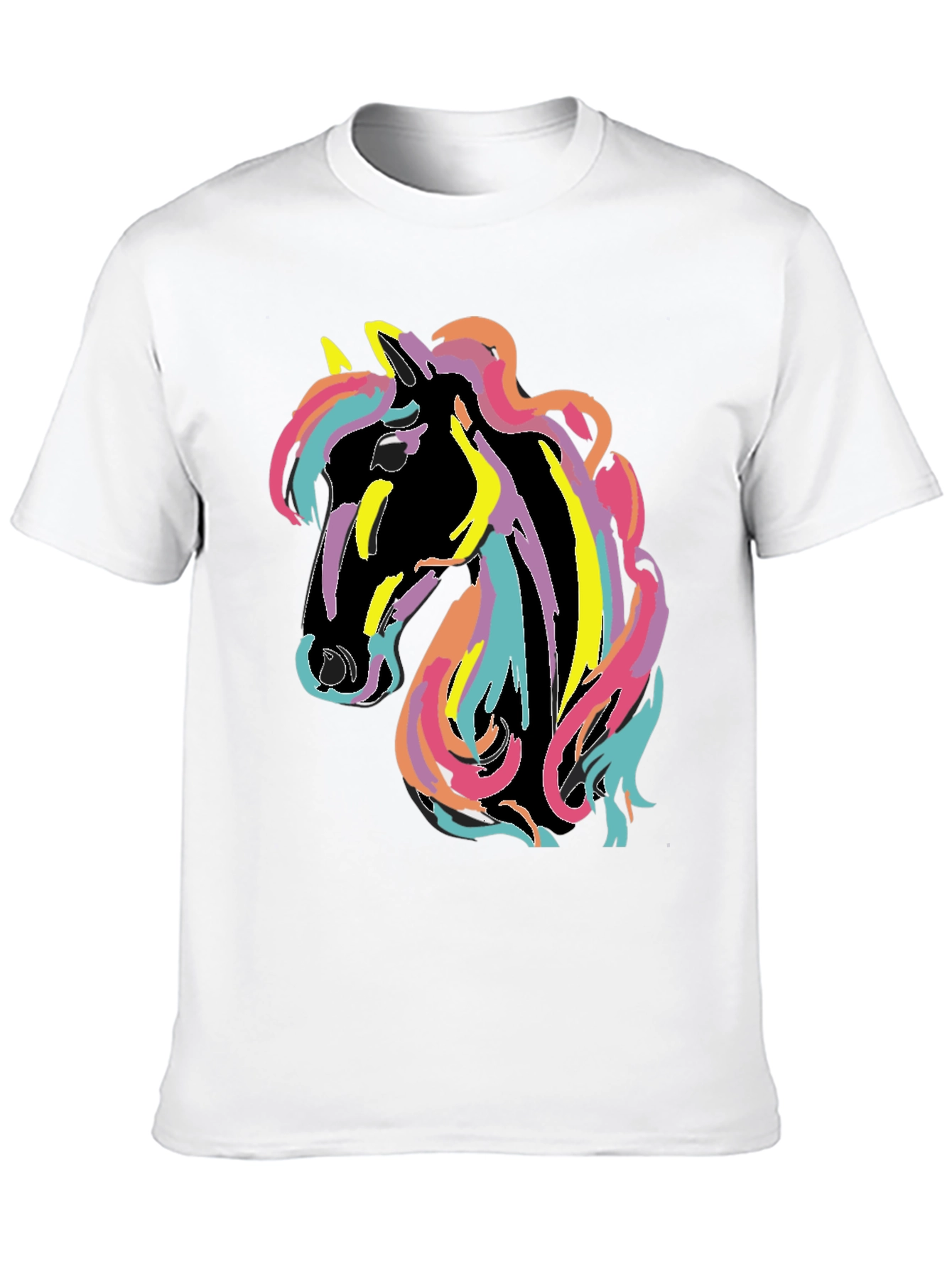 Rainbow Horse Graphic Tee - Mens Black T-Shirt