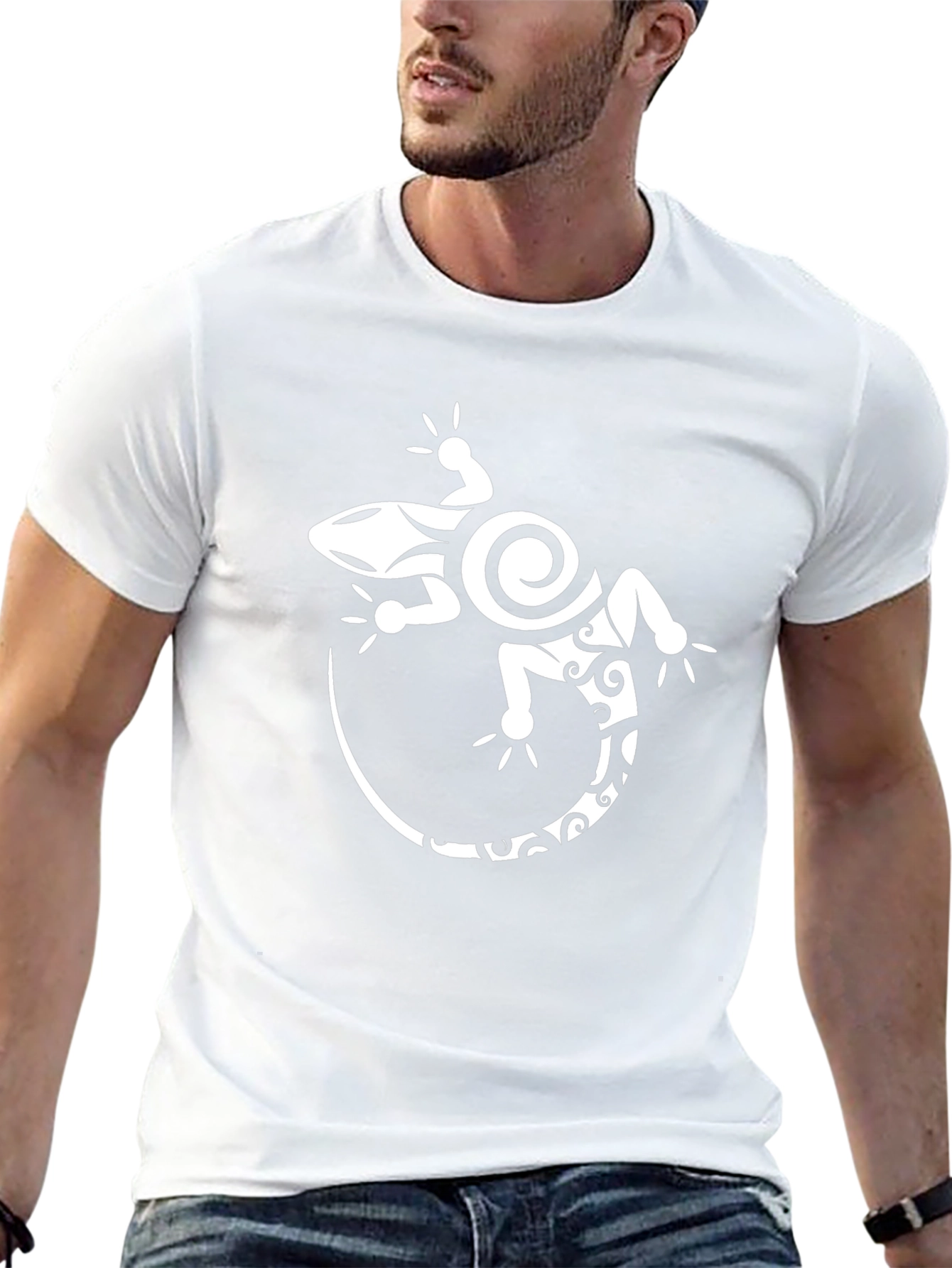 Tribal Gecko Graphic T-Shirt - Black