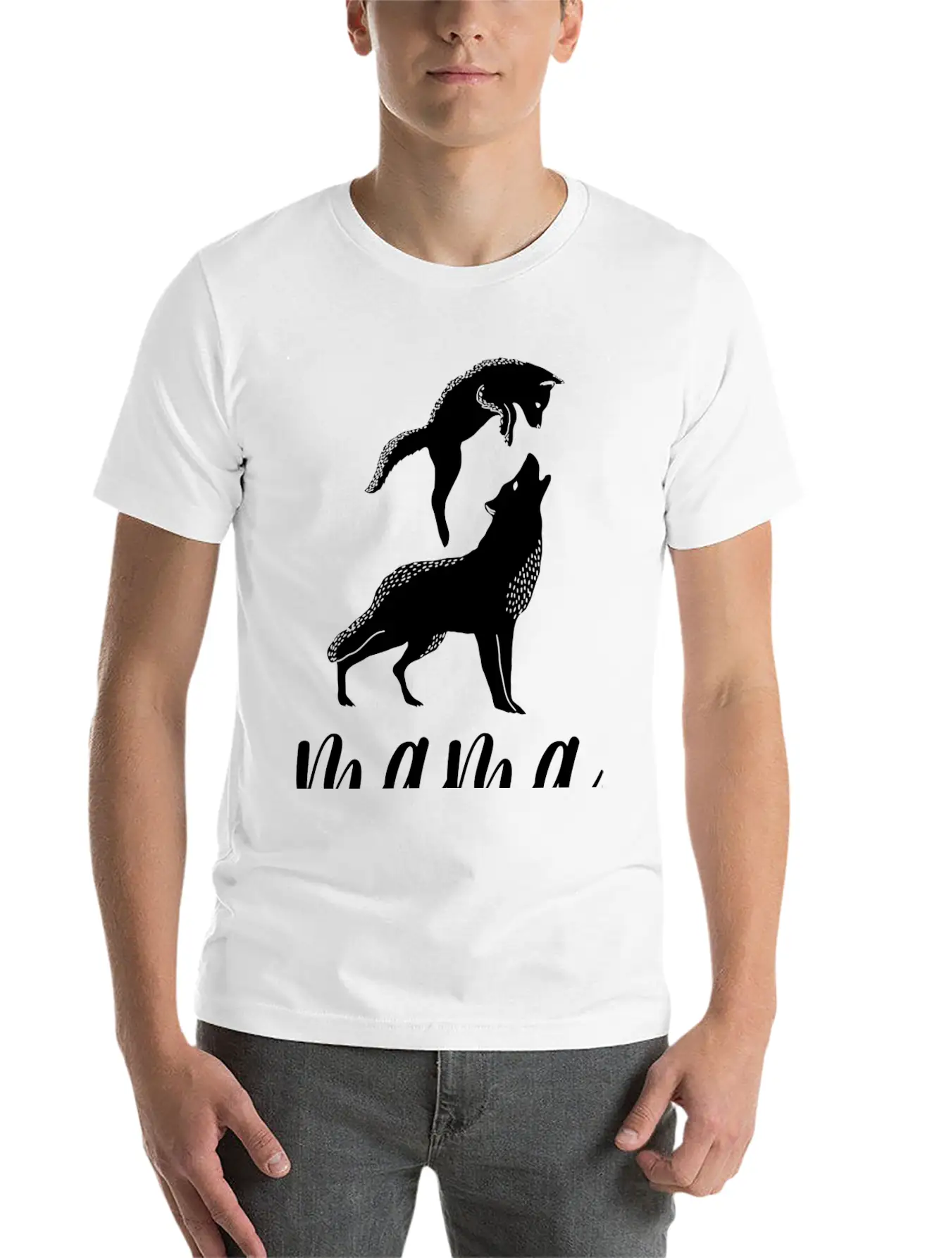 Mama Wolf Baby Wolf Love Mom And Kids Mothers Day Unisex Short Sleeve Soft Cotton T-Shirt – Casual Everyday Wear