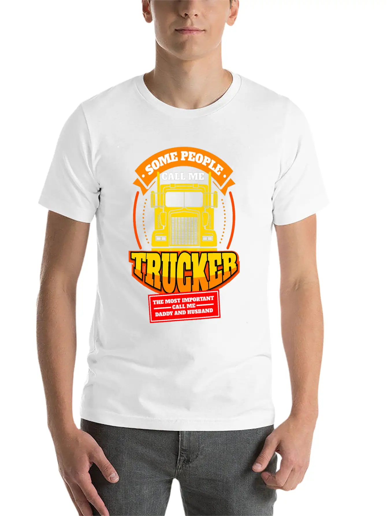 Mens Call Me Trucker Daddy Husband Truck Driver Essential Unisex Summer Tee – Soft Cotton Casual Fit