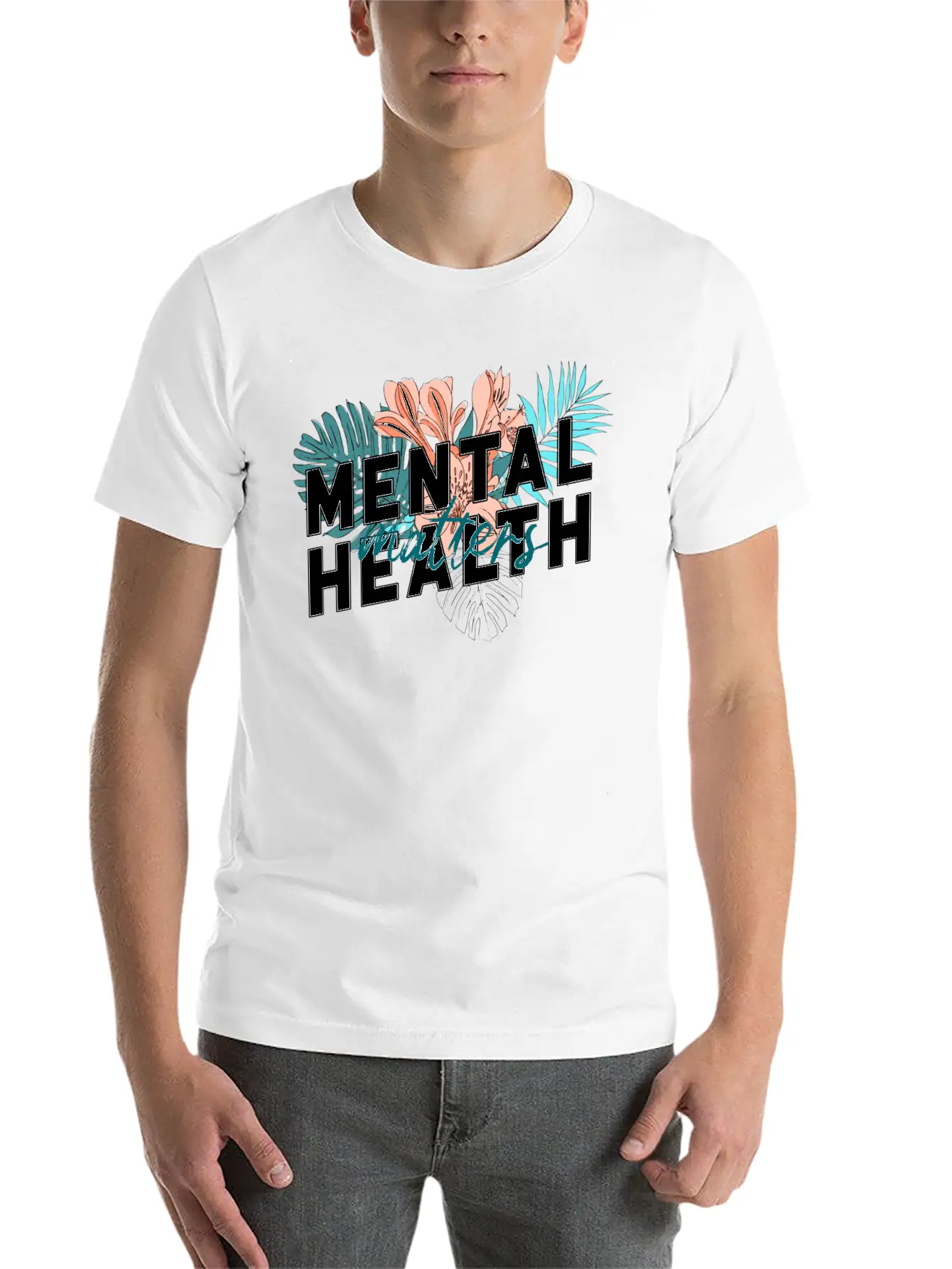 Mental Health Matters Flower Unisex Short Sleeve Soft Cotton T-Shirt – Casual Everyday Wear