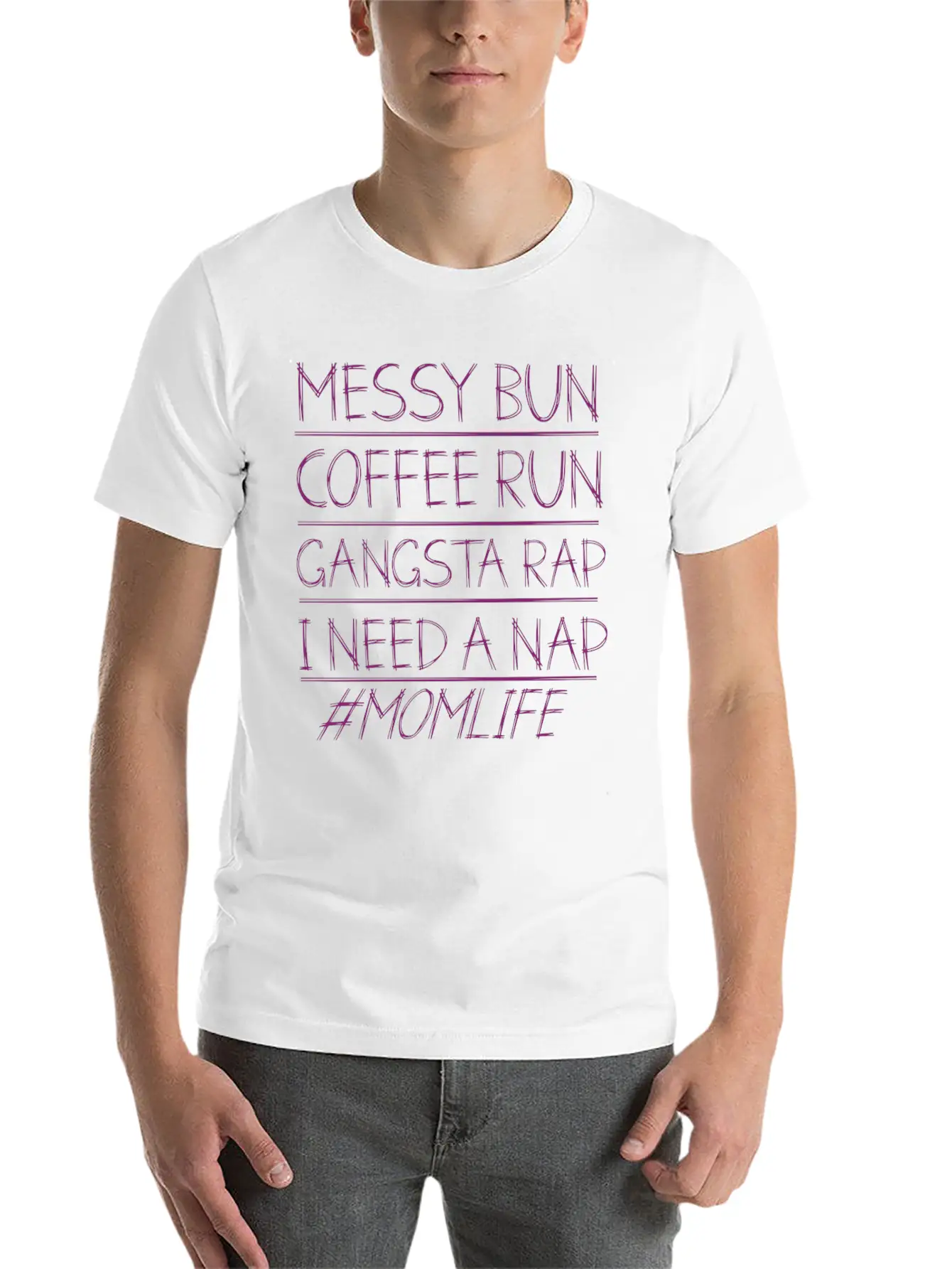 Messy Bun Run Rap Nap Perfect For Coffee Lovers Unisex Short Sleeve Soft Cotton T-Shirt – Casual Everyday Wear