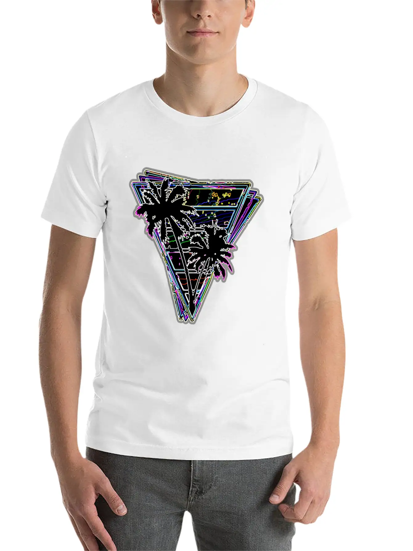 Miami Neon Synth Unisex Short Sleeve Soft Cotton T-Shirt – Casual Everyday Wear