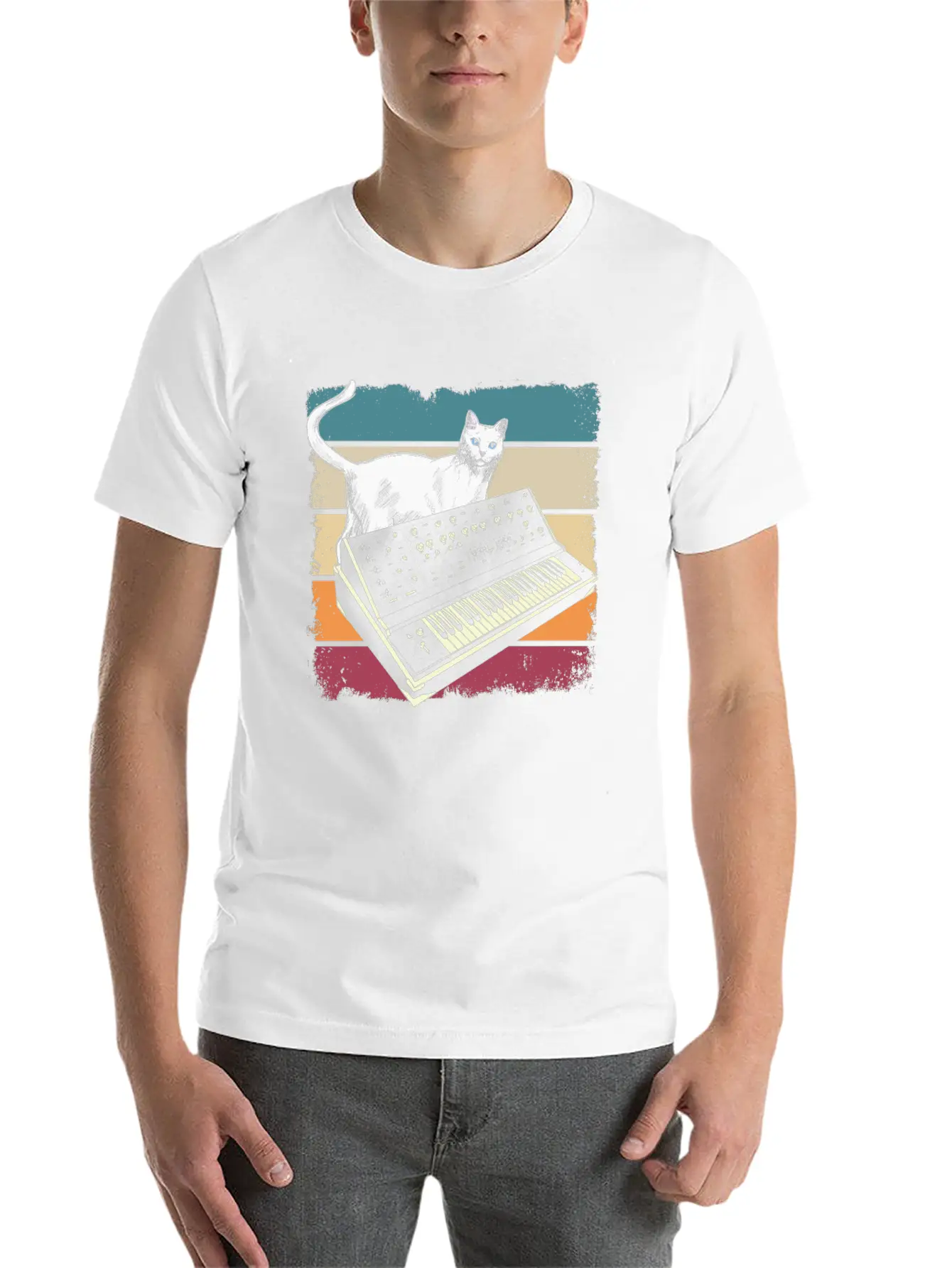 Modular Synthesizer Music Producer Cat Lover Timeless Short Sleeve Tee – Comfy And Minimalist Design