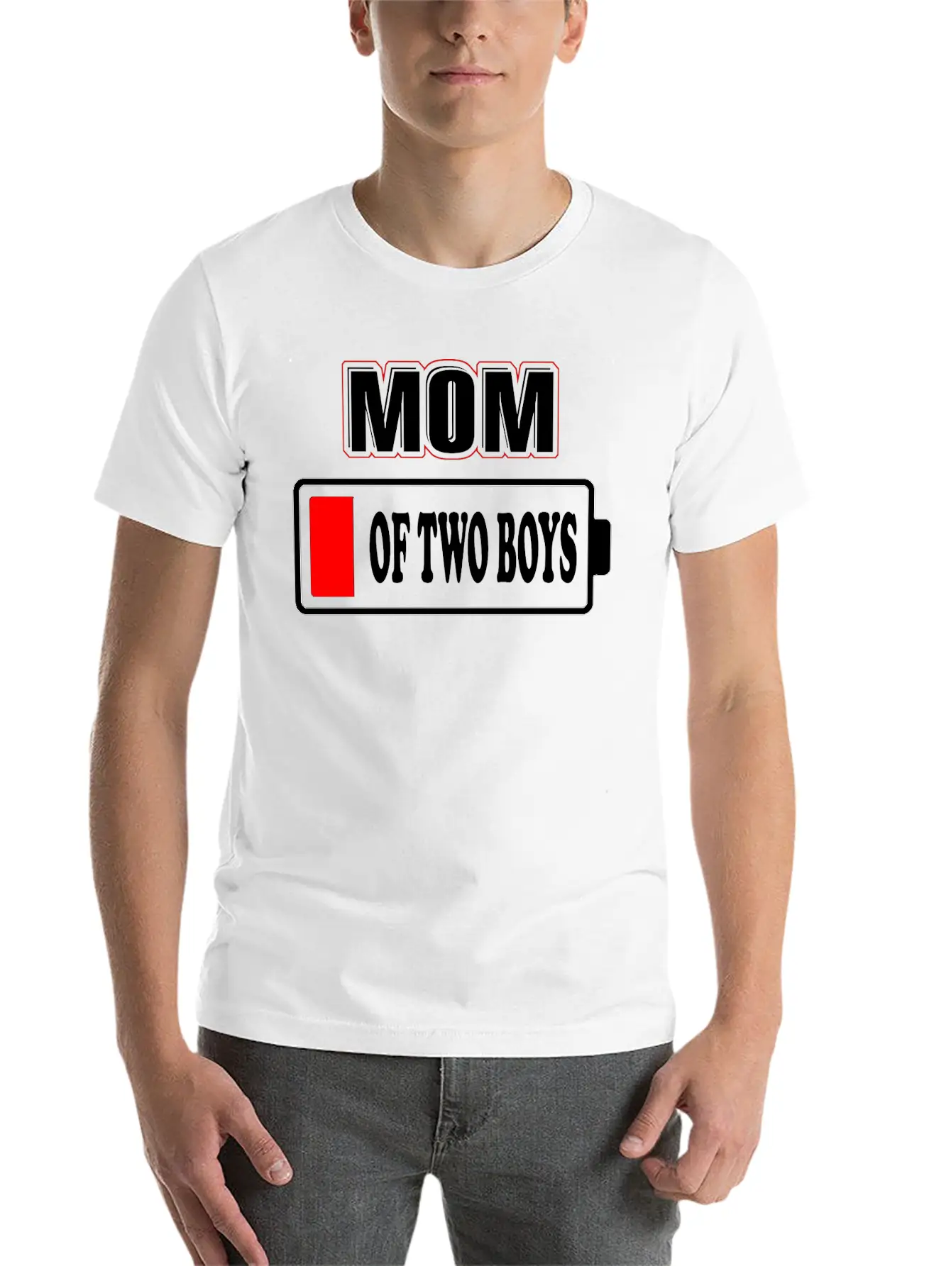 Mom Low Battery Energy Empty Matching Mommy Unisex Short Sleeve Soft Cotton T-Shirt – Casual Everyday Wear