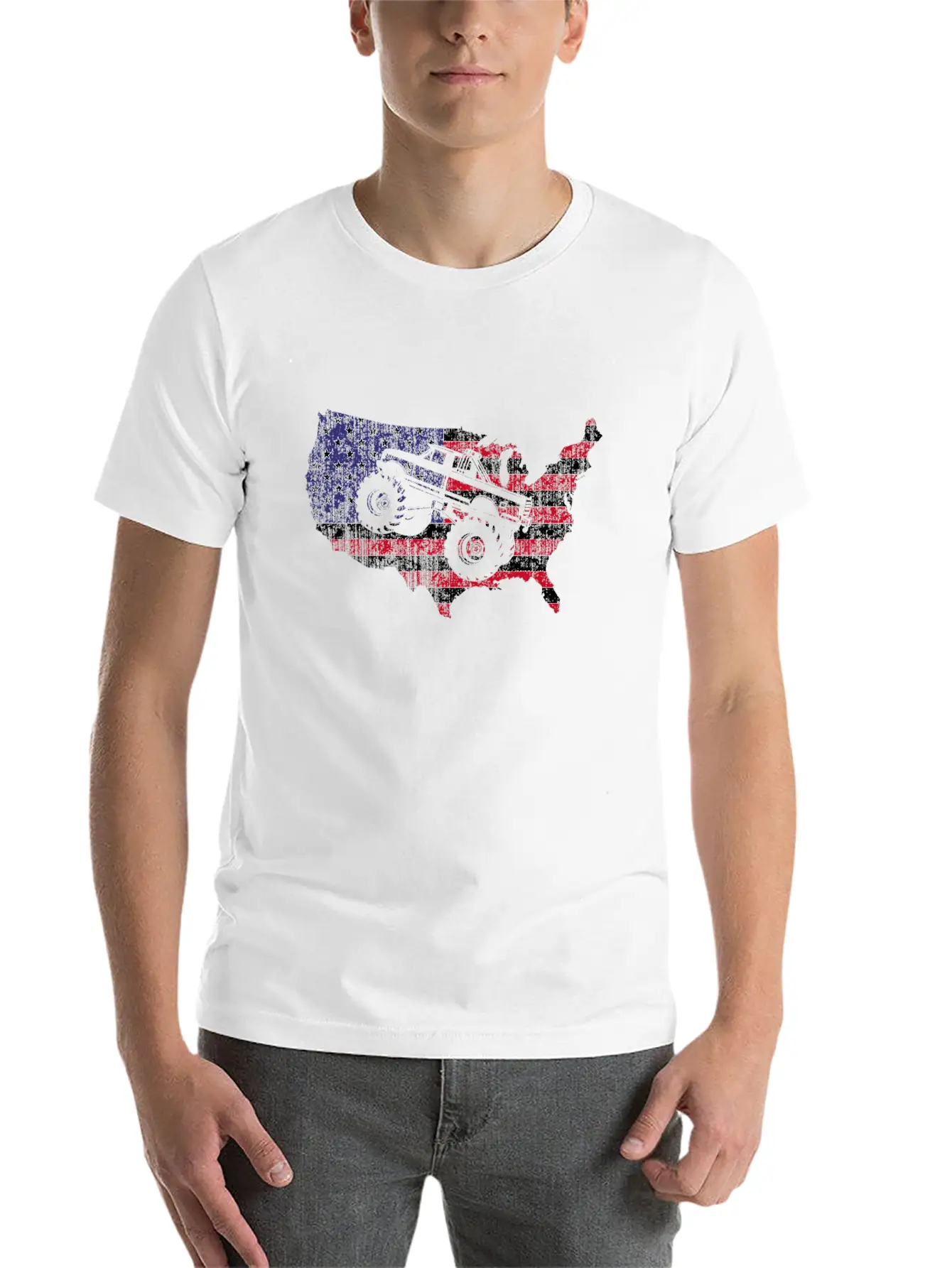 Monster Truck Usa American Flag Racing Crush Gift Stylish Everyday T-Shirt – Unisex Basic Cotton Tee