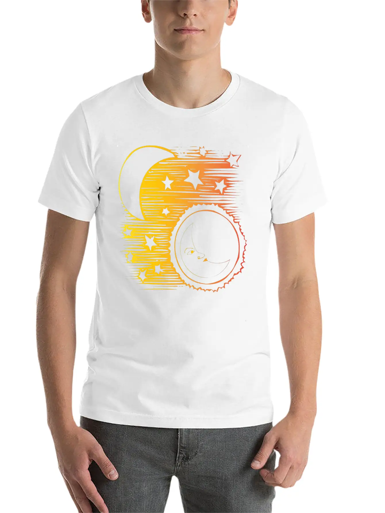 Moon And Sun Face Comfortable Minimalist Graphic Tee – Summer Style Essential